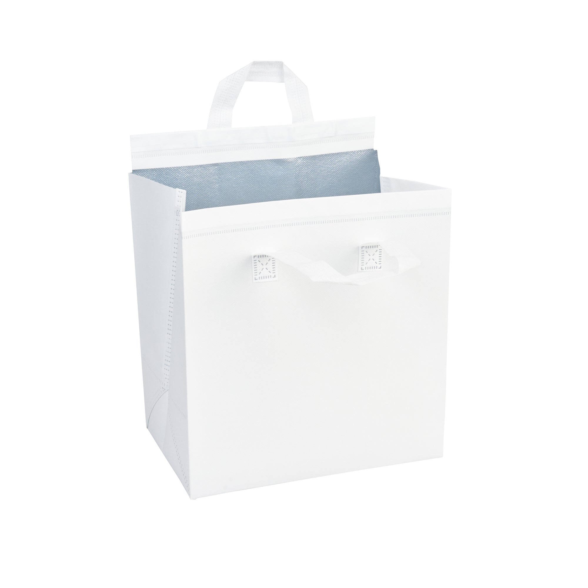 White Insulated Take Out Bags - Tamper Evident Food Delivery Bags (10.25