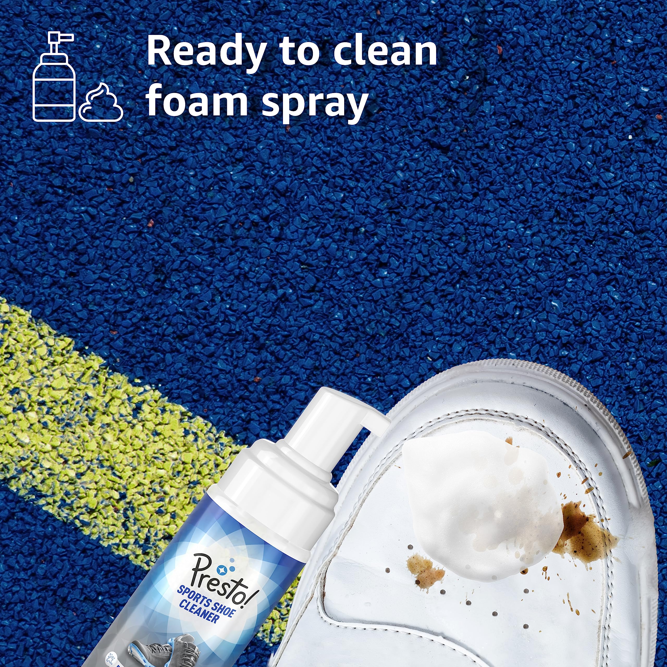 **Presto! Sports Shoe Cleaner with Brush – 300ml & 150ml x 2 Packs – Non-Leather Shoe Cleaner for Sneakers, Rubber & Canvas Shoes – Foam Spray Removes Tough Stains – Perfect for Gym, Running & Casual Wear**