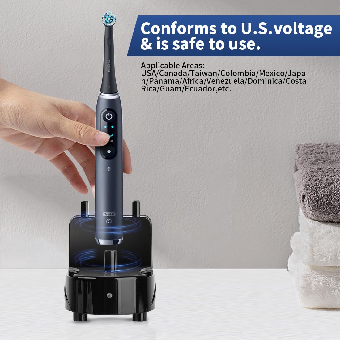 Oral-B Braun Electric Toothbrush Wall Charger - Compatible with Most Oral-B/Braun Models - Fast Charging Toothbrush Base - Black - Perfect for Bathroom, Travel & Home Use