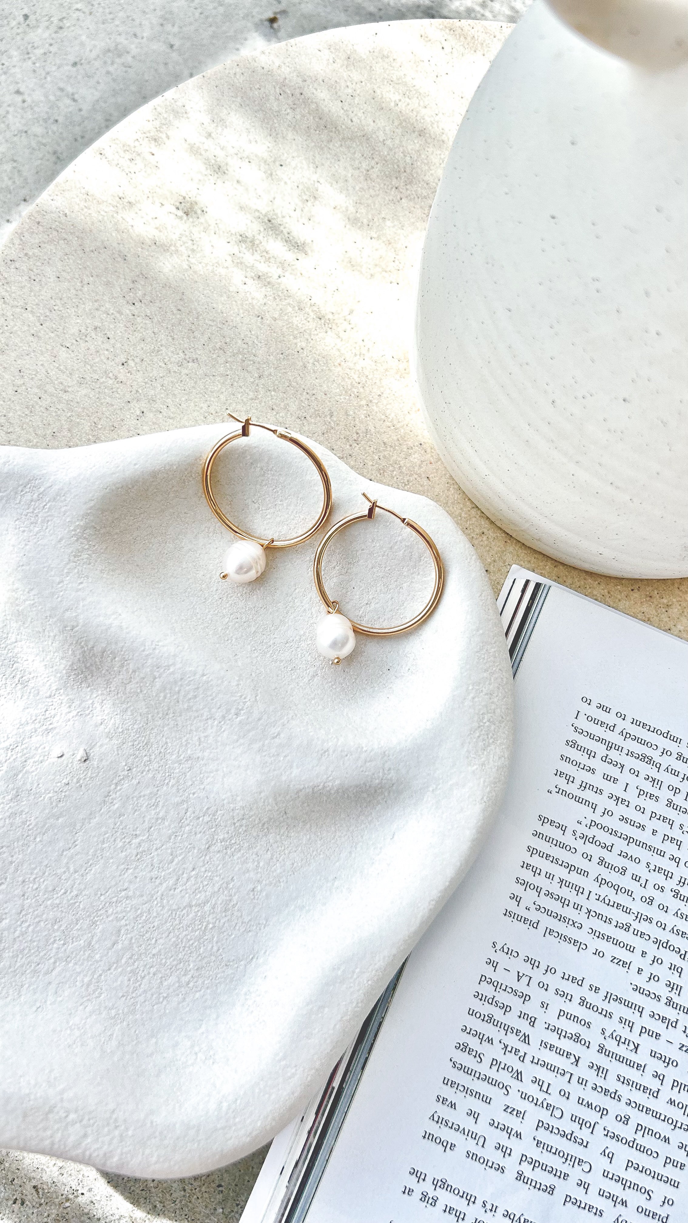 Freshwater Pearl Drop Midi Hoop Earrings in Gold - Elegant Dangling Pearl Jewelry for Women, Perfect for Weddings, Parties & Everyday Wear