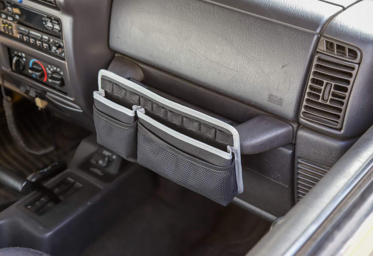 1997-2006 Jeep Wrangler TJ SE Sport Sahara Rubicon Interior Grab Handle Storage Organizer Bag - Car Accessories for Phone, Keys & Small Items - Perfect for Off-Roading & Daily Commute