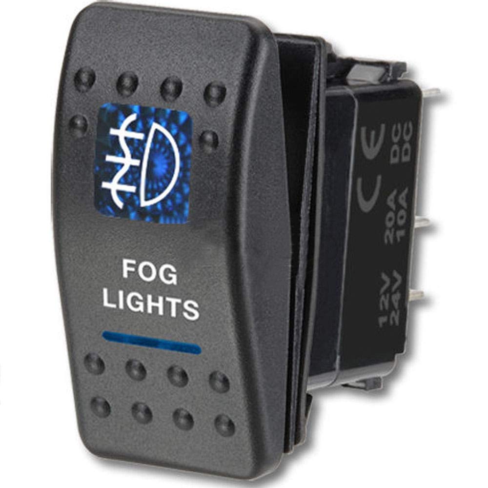 12V 20A Carling Rocker Switch with Blue LED - Universal Automotive Fog Light Switch for Trucks, Boats, RVs - Durable Off-Road & Marine Electrical Accessories (XY01)