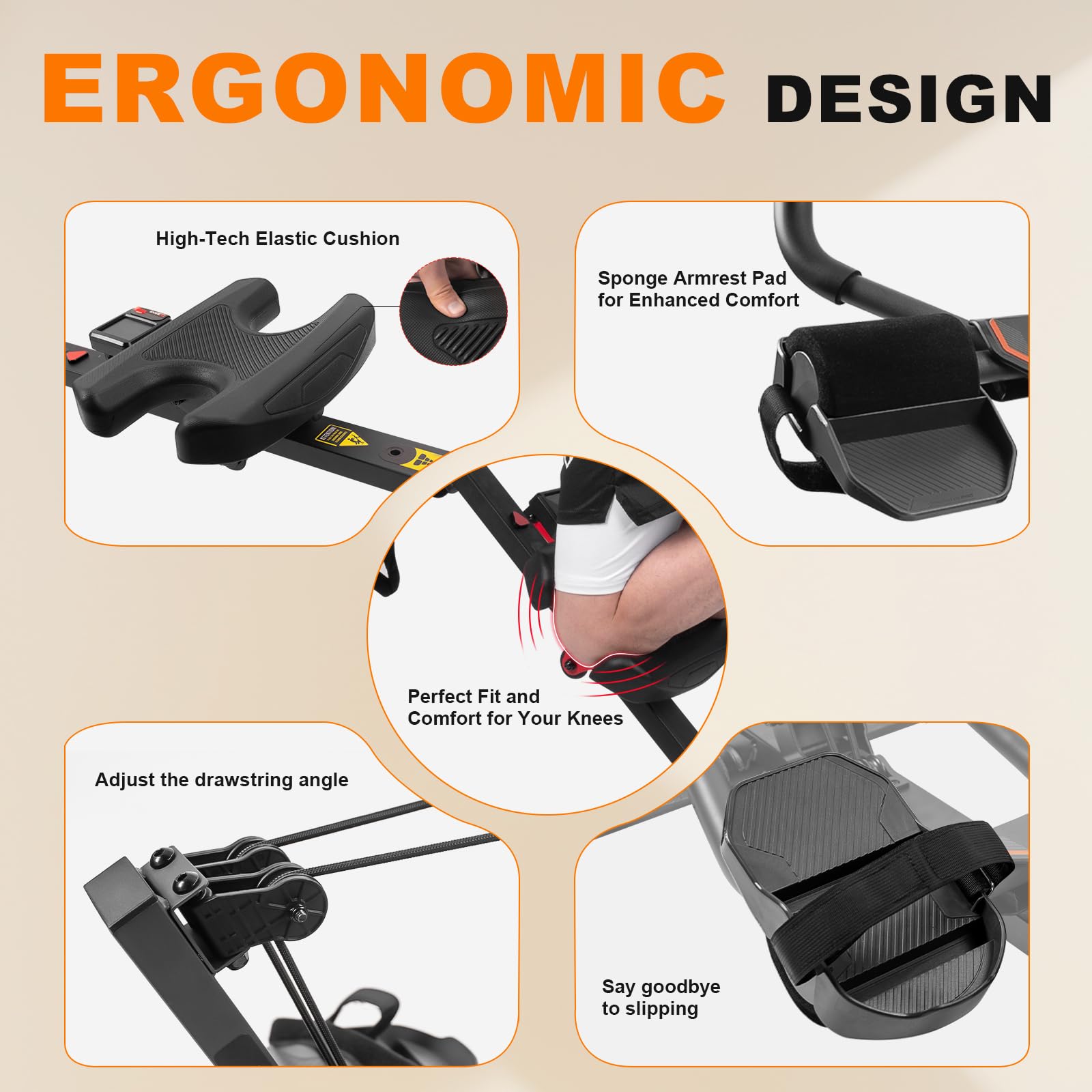 3-in-1 Home Gym System: Rowing Machine, Leg Press & Ab Glider for Full Body Workout - Adjustable Resistance Strength Trainer with LCD Display - Perfect for Home Fitness, Small Spaces & All-Level Core Training
