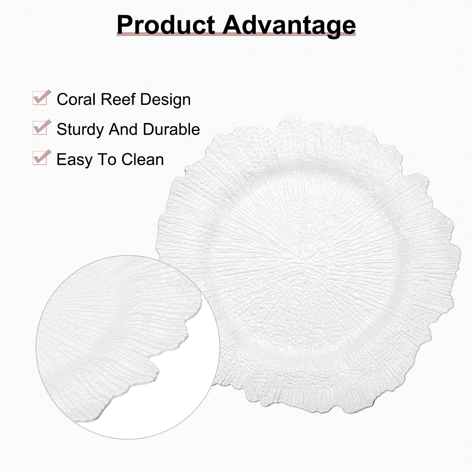 uxcell 10-Pack 13 Inch White Plastic Floral Charger Plates for Wedding, Party & Dinner Table Decor - Bulk Round Decorative Plates for Elegant Event Settings