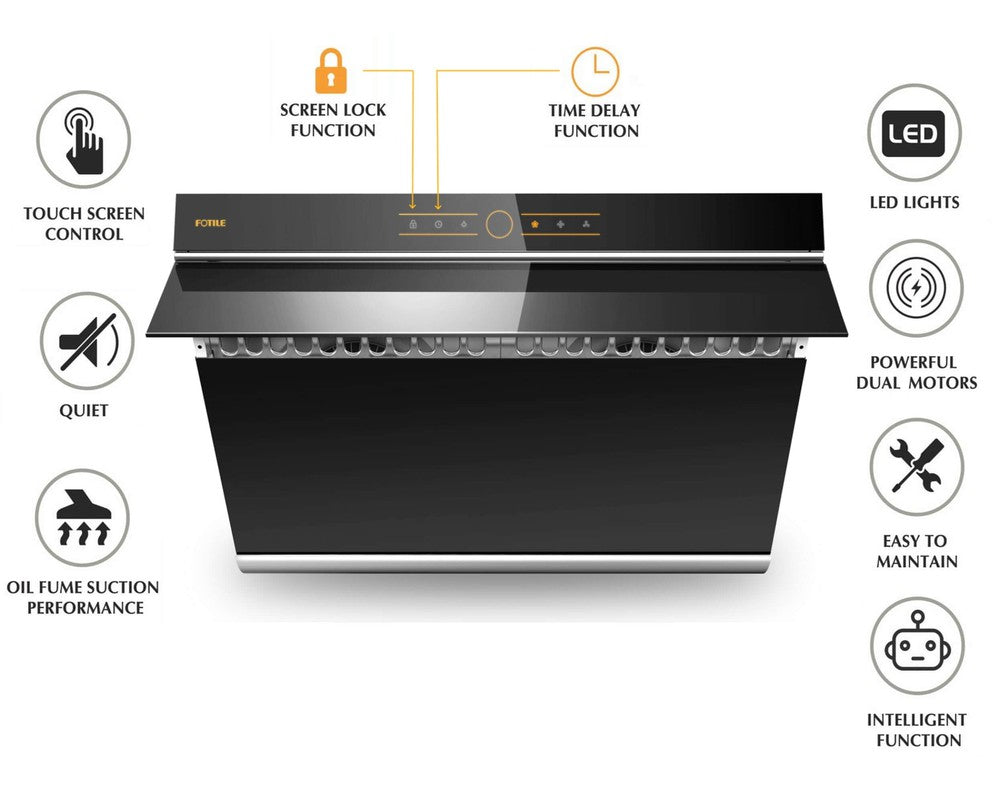 Fotile JQG7501 30-Inch 850 CFM Wall Mount Range Hood - Touchscreen Control, Multiple Color Options for Modern Kitchens | Powerful Ventilation for Cooking, Grilling & Frying