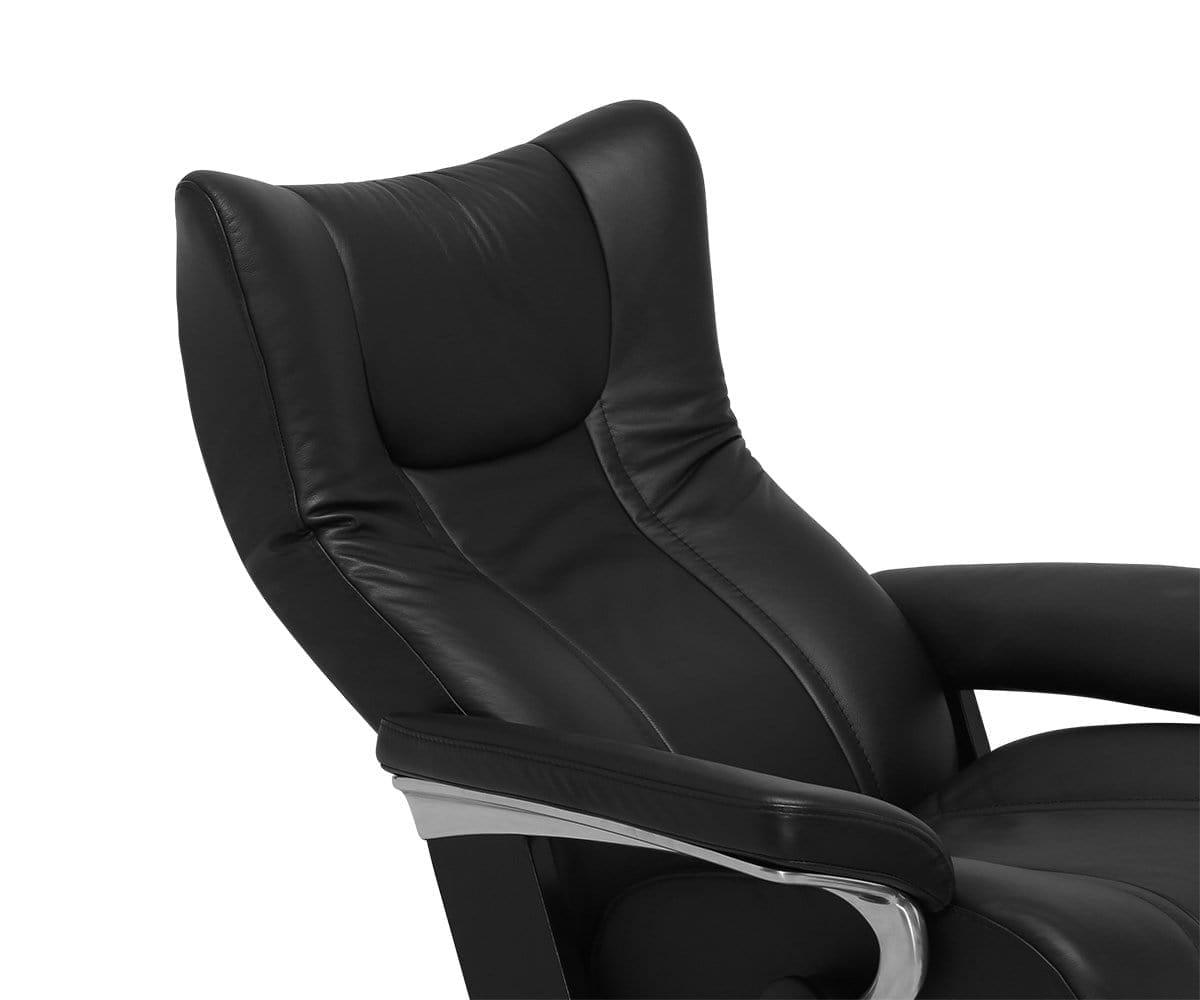 Stressless® Wing Recliner & Ottoman with Signature Base in Black - Premium Comfort for Living Room, Home Theater & Office Relaxation
