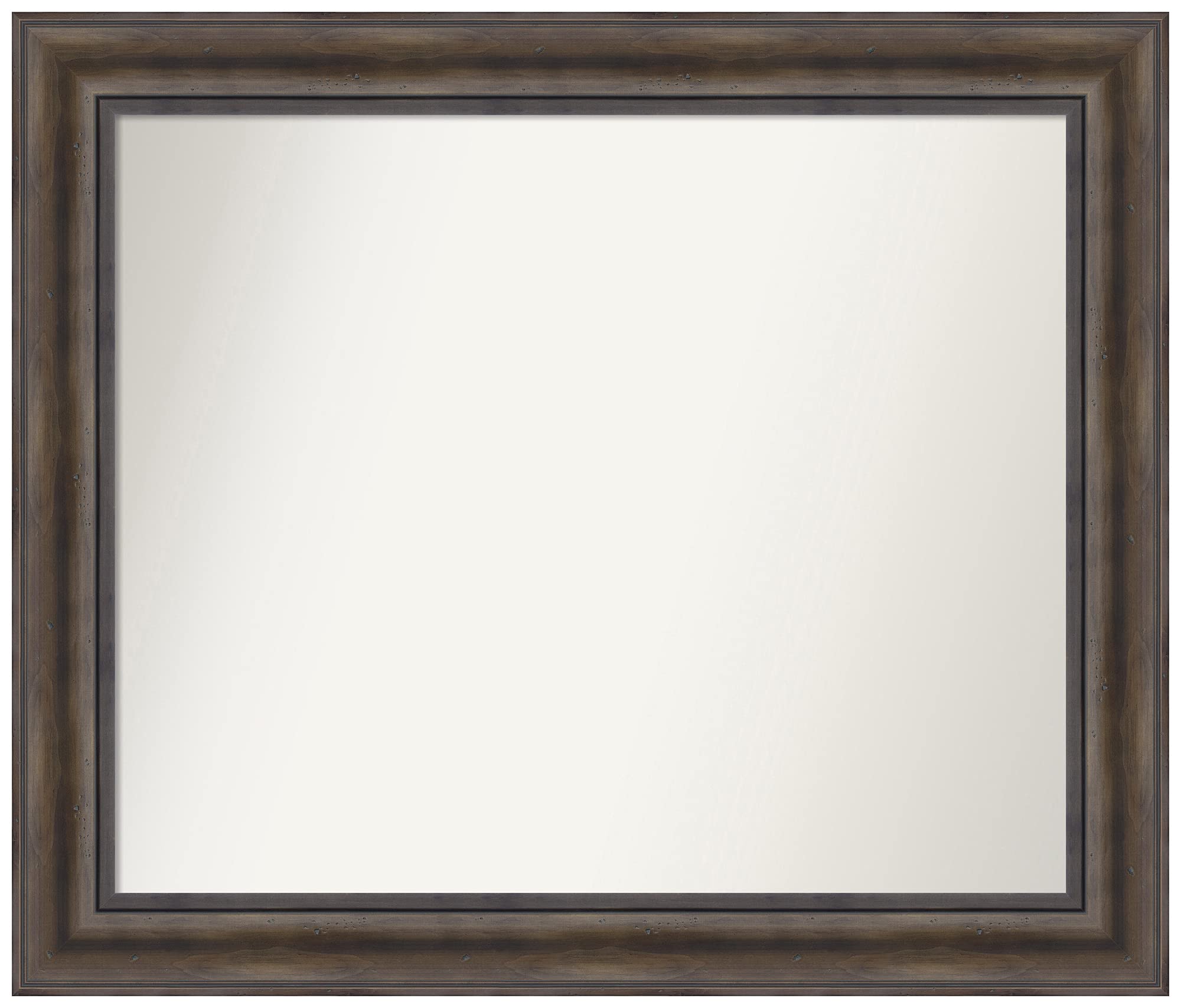 Amanti Art Rustic Pine Wood Wall Mirror 28.5x33.5 Inches - Custom Size Non-Beveled Bathroom Mirror with Brown Frame - Perfect for Vanity, Bedroom & Entryway Decor