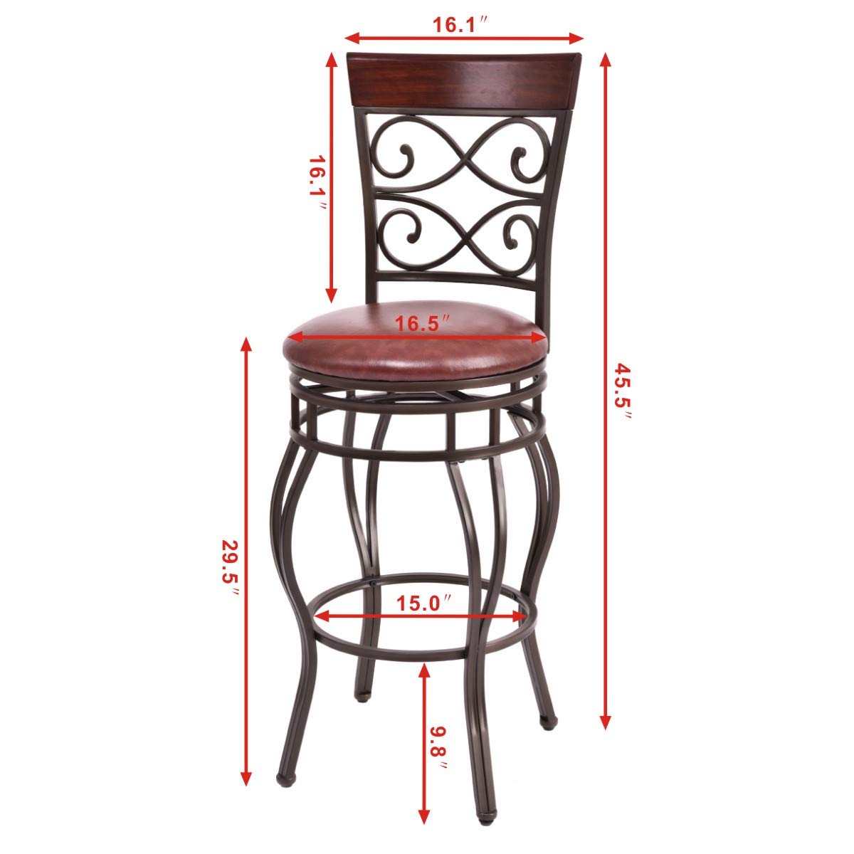 HAPPYGRILL 2-Piece Swivel Bar Stool Set - 30