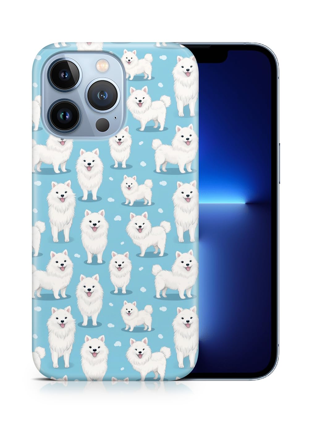 American Eskimo Dog Puppy Pattern Polycarbonate Phone Case for Apple iPhone 13 Pro - Durable Protective Cover with Cute Canine Design, Perfect for Dog Lovers and Outdoor Activities