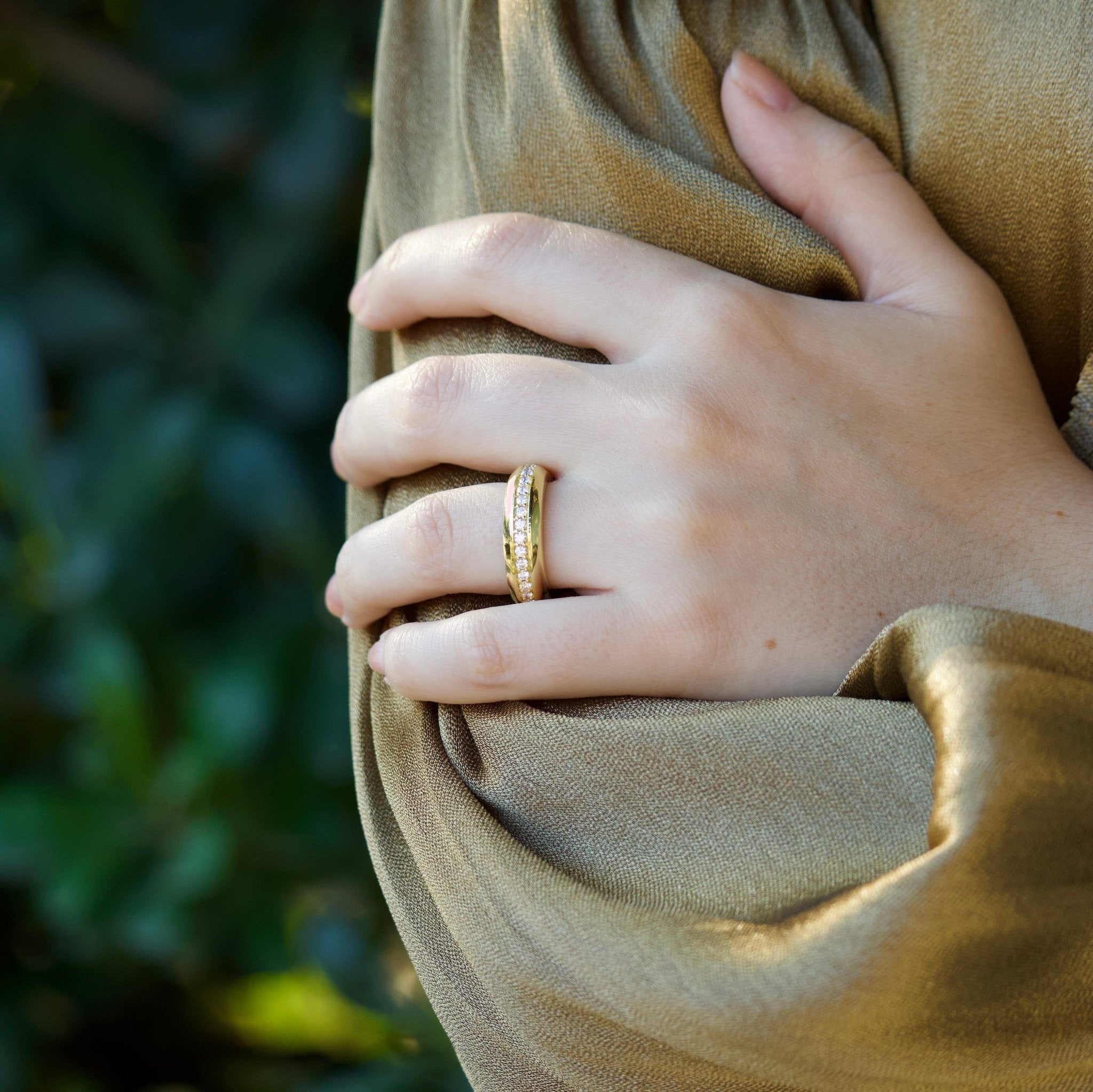 1ctw Diamond Eternity Ring 14K Yellow Gold Beveled Band - Wedding, Anniversary, Engagement Jewelry Gift for Women