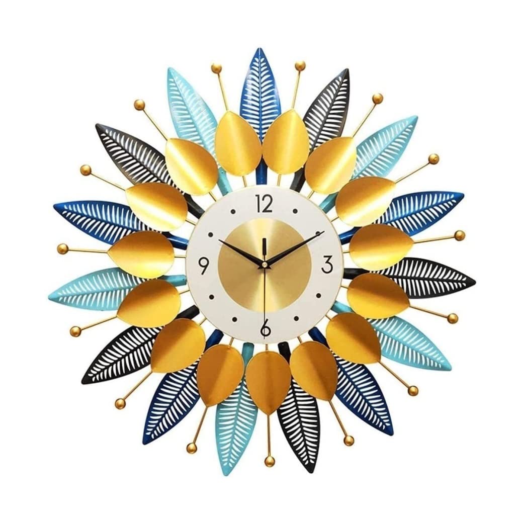 European Style Flower-Shaped Wall Clock - 60x60cm Silent Iron Wall Clock for Living Room & Bedroom Decor - Perfect for Home, Office, and Gift Giving