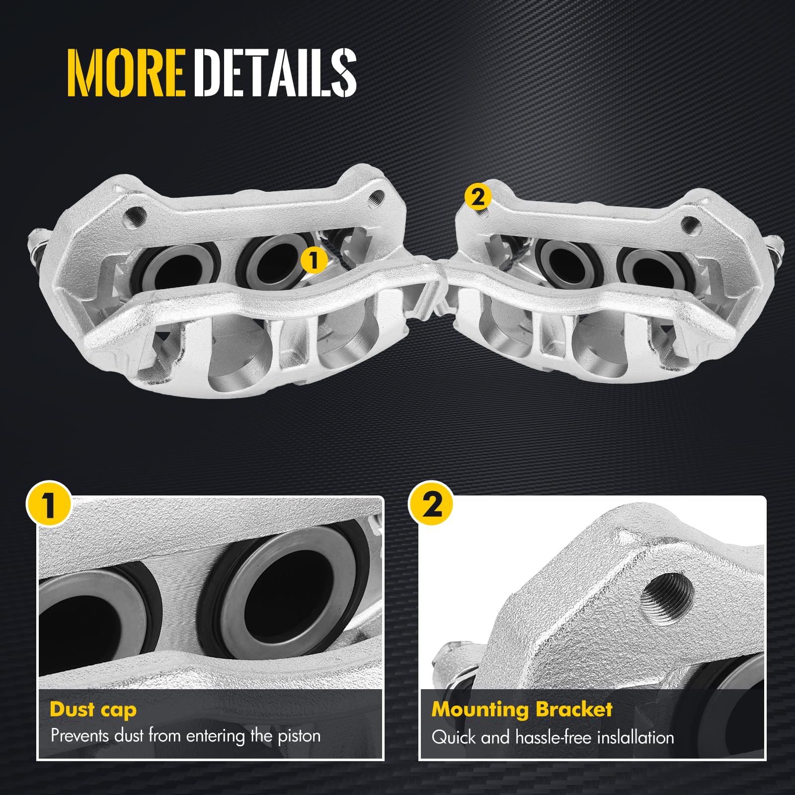 KUSATEC 18B5404 & 18B5405 Front Disc Brake Caliper with Bracket - Compatible with 2012-2016 Ford F-150 & 2011-2013 Lobo - Left & Right Side - Perfect for Off-Roading, Towing, and Daily Commuting