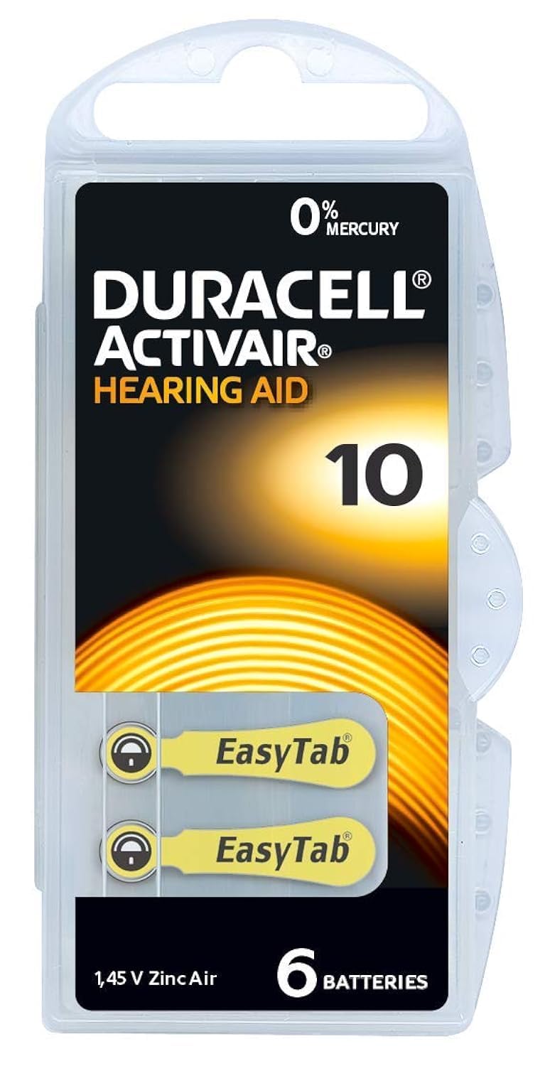 Duracell Size 10 Hearing Aid Batteries - 6 Pack | Long-Lasting Power for Hearing Devices | Perfect for Travel, Work & Daily Use