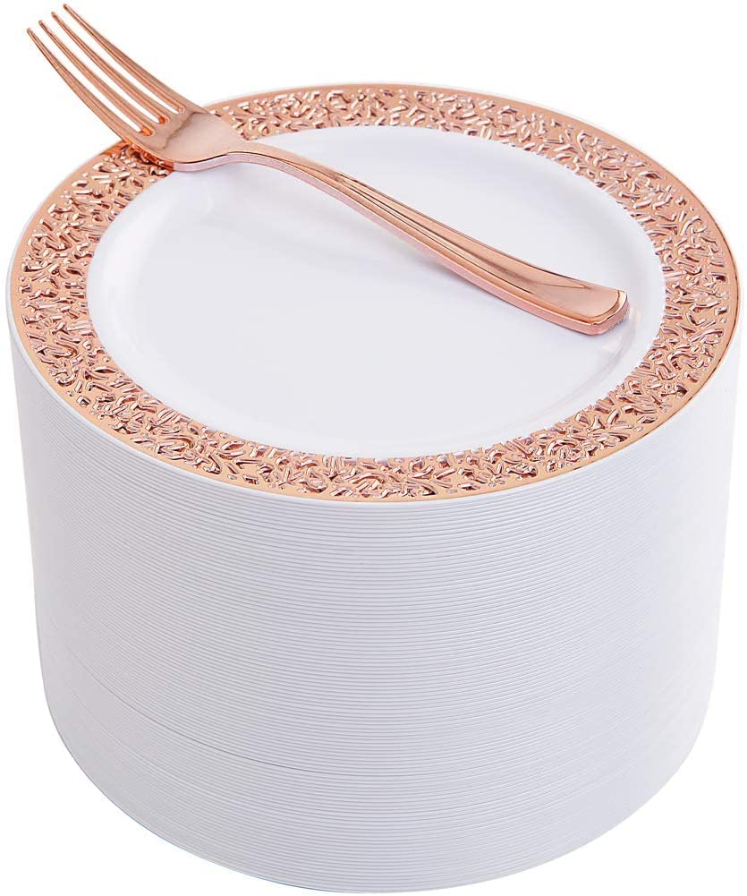 100-Piece Rose Gold Dessert Plates 7.5