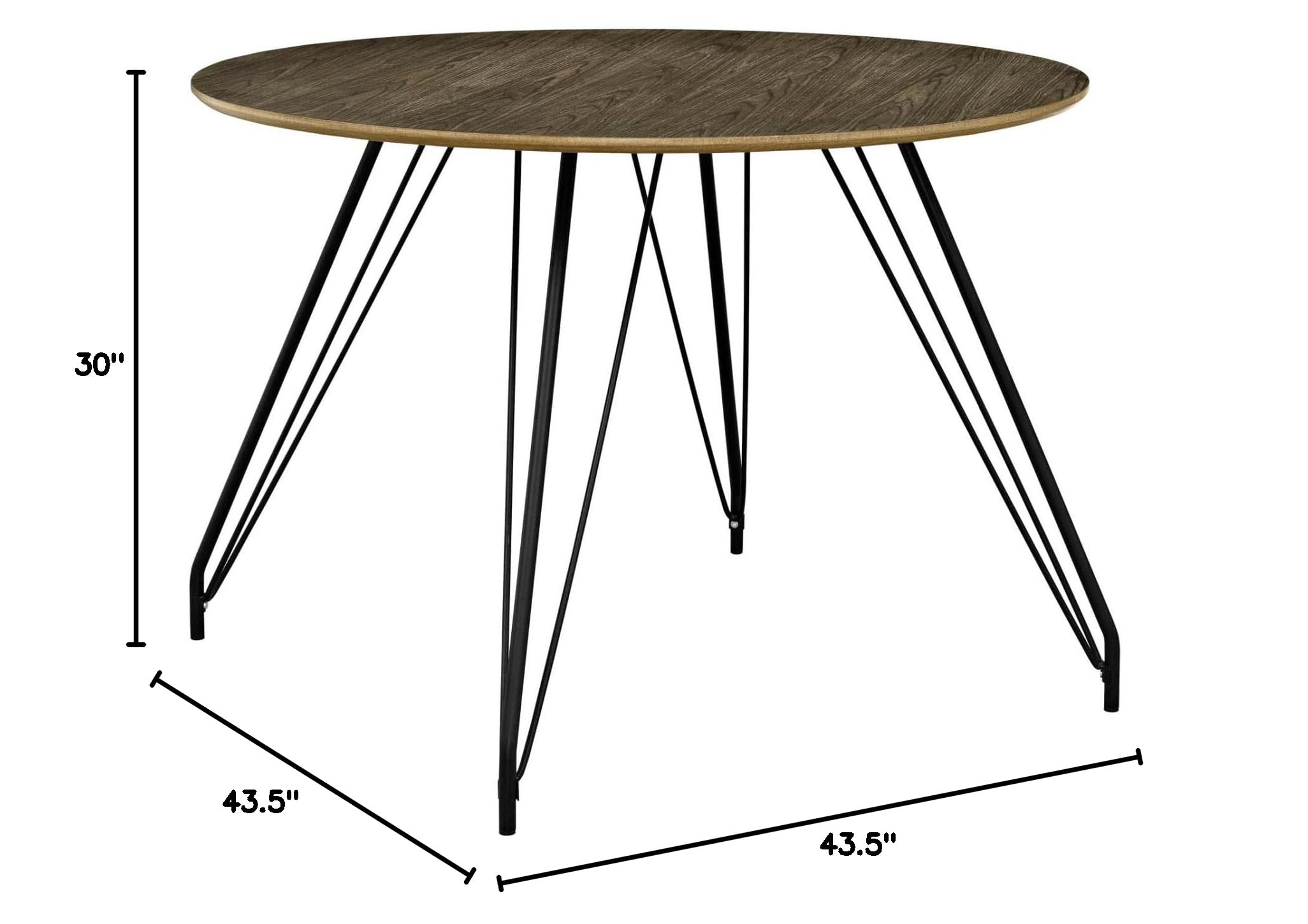 Modway Satellite 5-Piece Mid-Century Modern Walnut Dining Table Set with 4 Chairs - Perfect for Small Kitchens, Breakfast Nooks & Cozy Dining Rooms