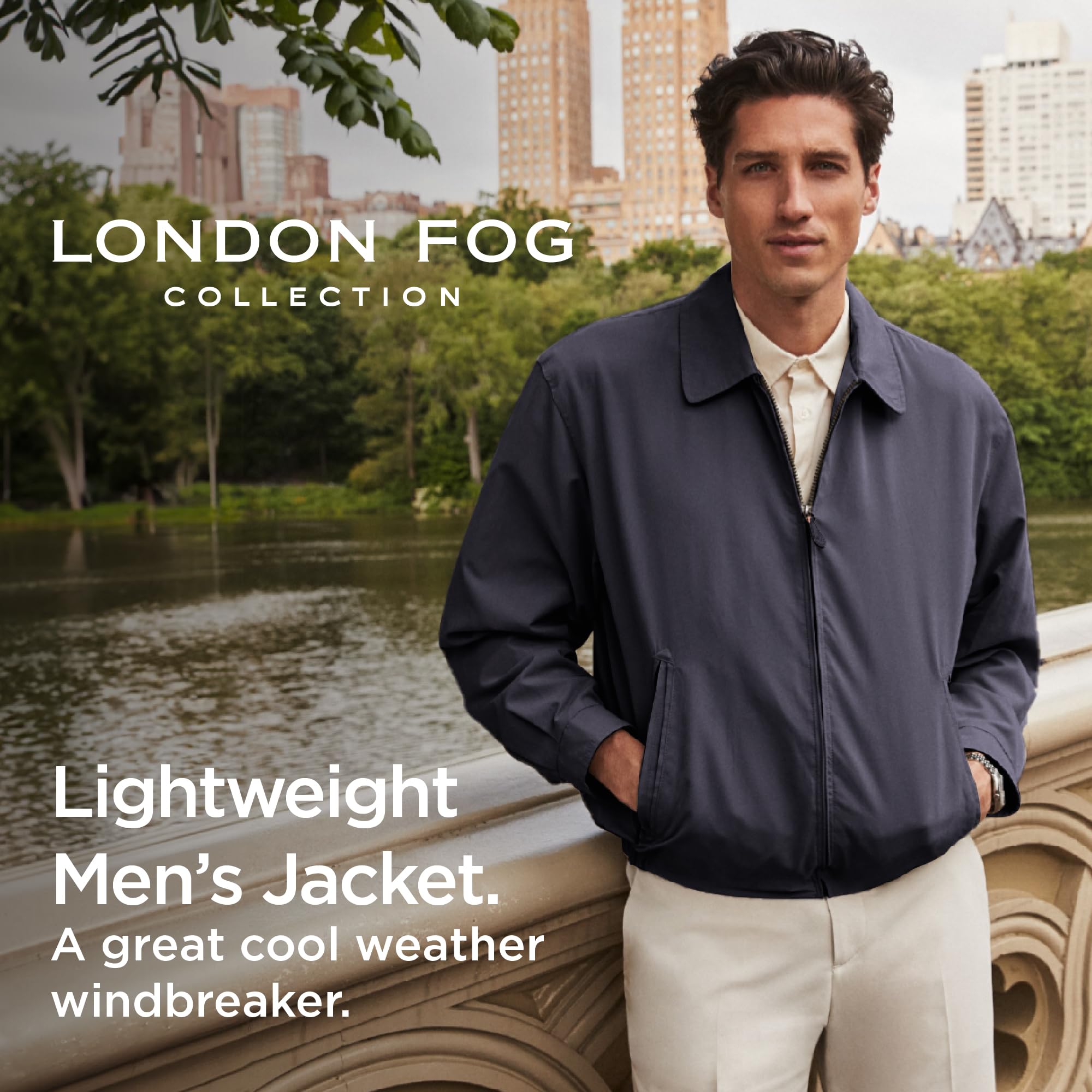 London Fog Men's Auburn Zip-Front Golf Jacket - Lightweight Cotton Jacket for Golf & Casual Wear (Regular & Big-Tall Sizes) - Perfect for Golfing, Outdoor Activities & Everyday Style