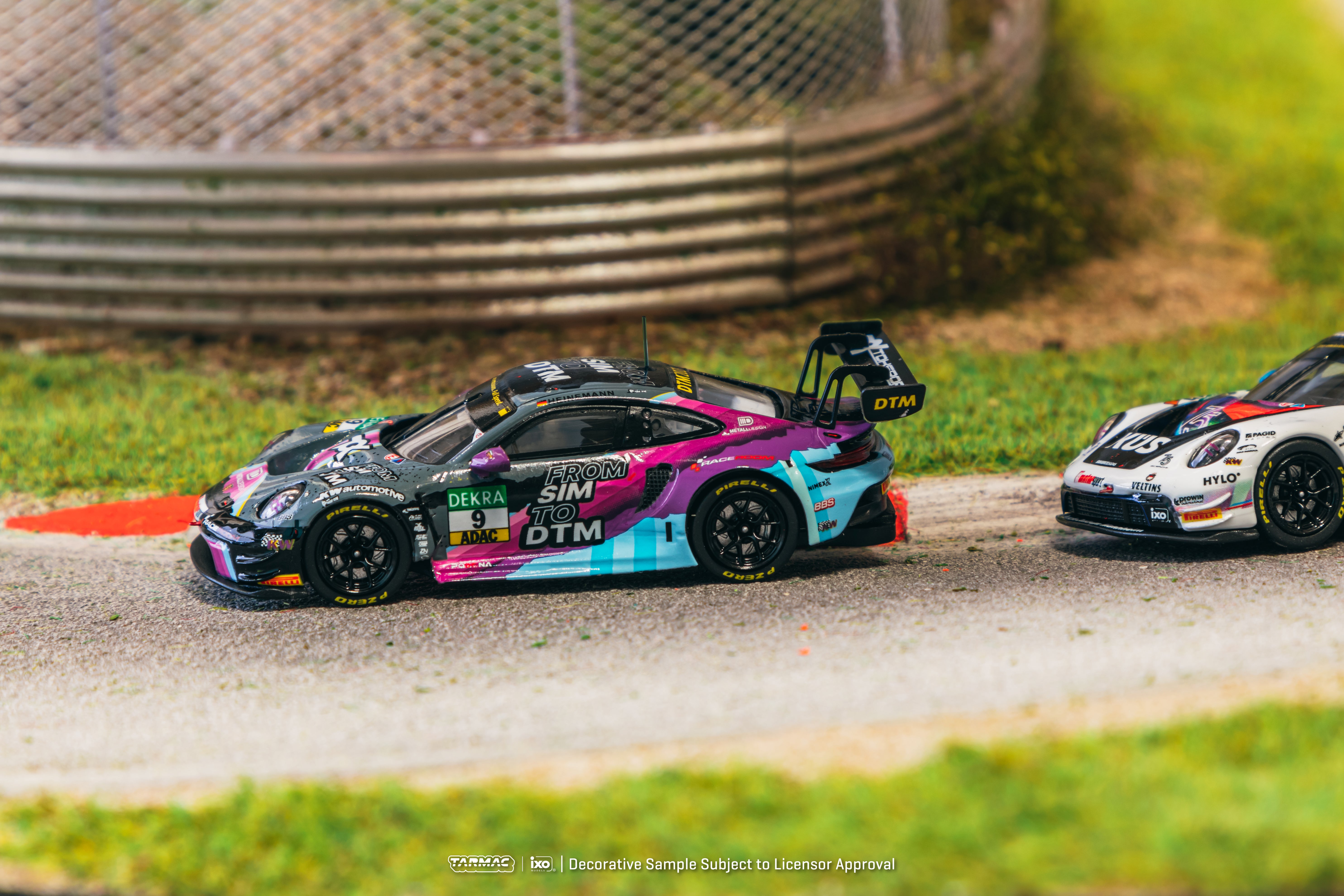 Tarmac Works 1/64 Scale Porsche 911 GT3 R DTM 2023 #9 Diecast Model Car - Collectible Miniature for Racing Enthusiasts & Display Showcase