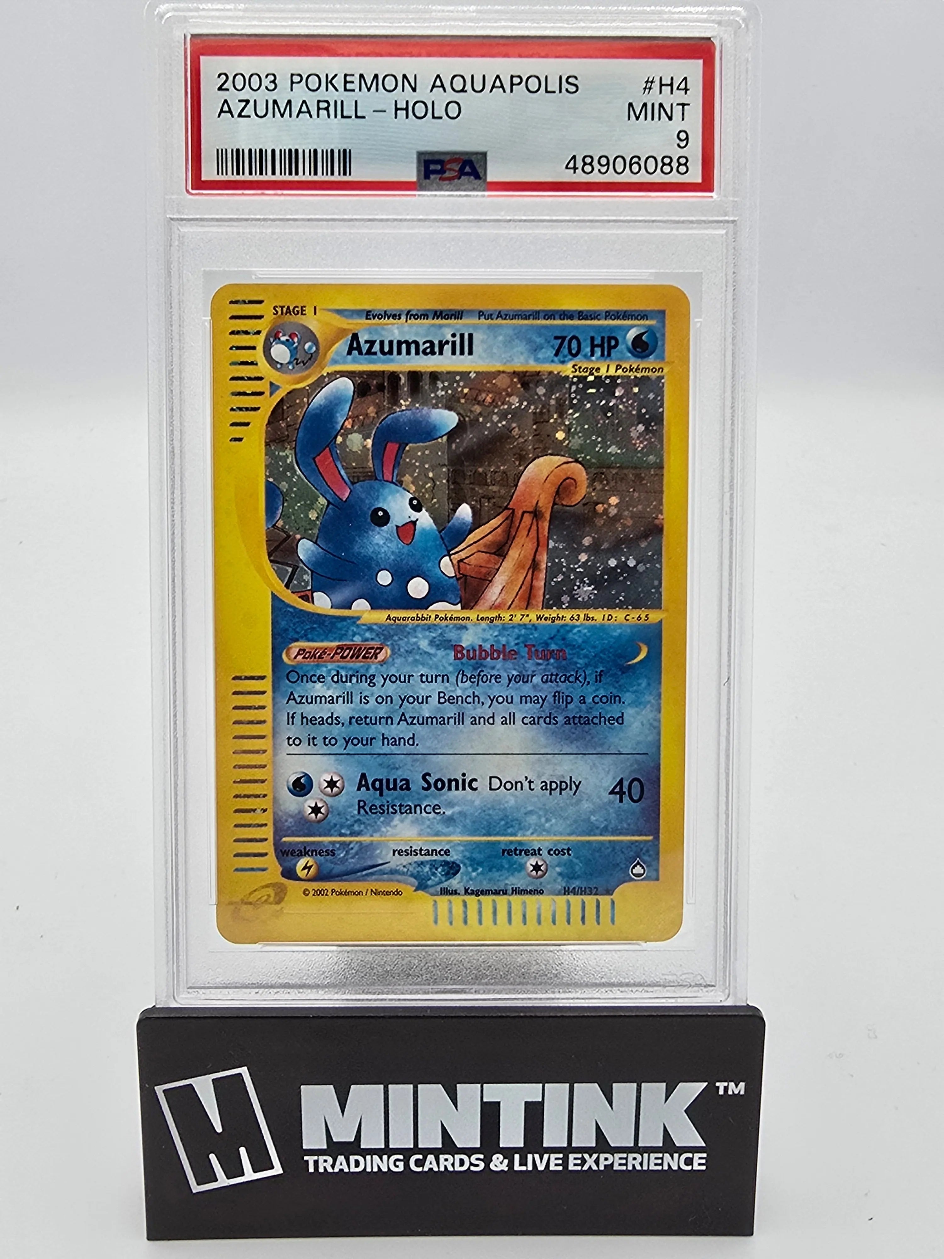 2003 Pokémon Aquapolis Azumarill Holo PSA 9 #H4 - Rare Trading Card for Collectors & Players - Perfect for Gaming Tournaments & Display Collections
