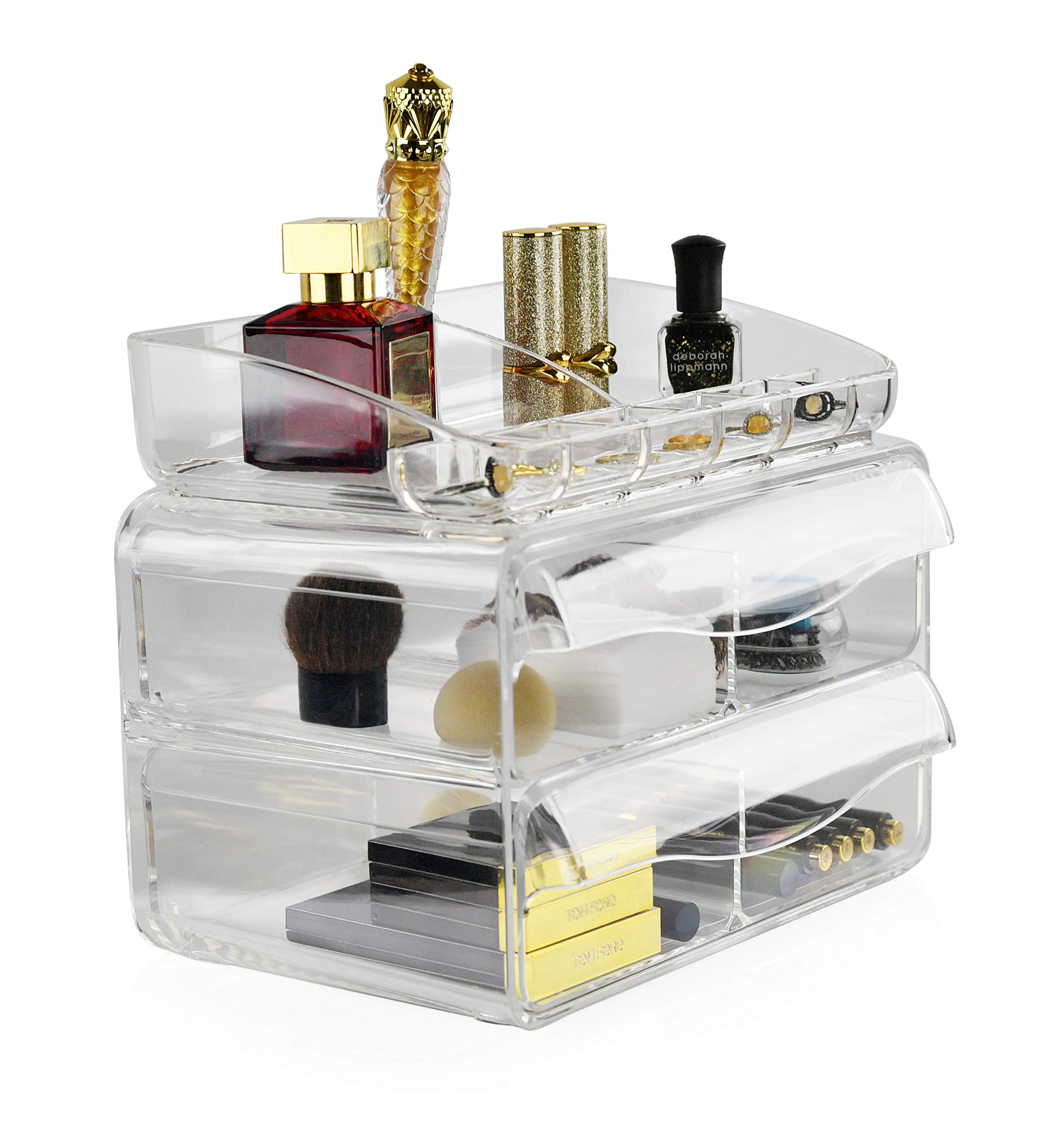 Clear Acrylic 2-Drawer Storage Organizer for Office Supplies, Makeup & Cosmetics - Perfect for Desk, Vanity & Bathroom Organization