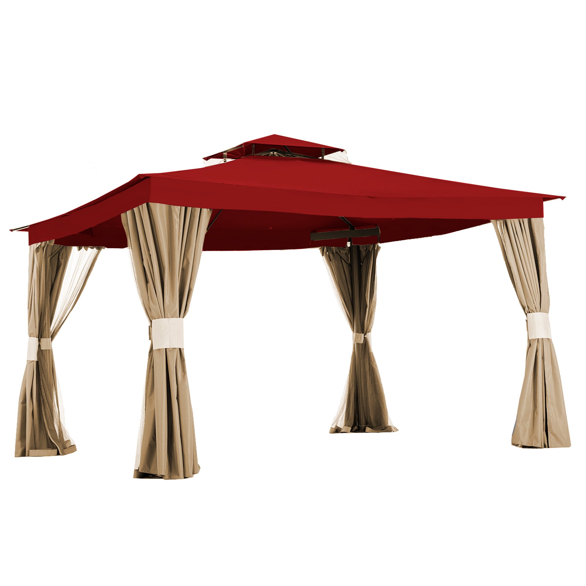 Garden Winds 10x12 Gazebo Replacement Canopy Top Cover - Riplock 350 Durable Fabric in Cinnabar Red | Perfect for Outdoor Patio, Backyard, and Garden Shelter