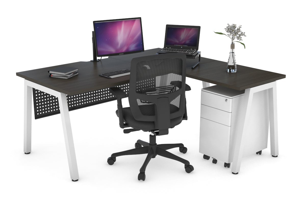 Quadro A Legs L-Shaped Corner Office Desk - 1800L x 1550W with Cable Management | Modern Home Office & Gaming Desk for Small Spaces