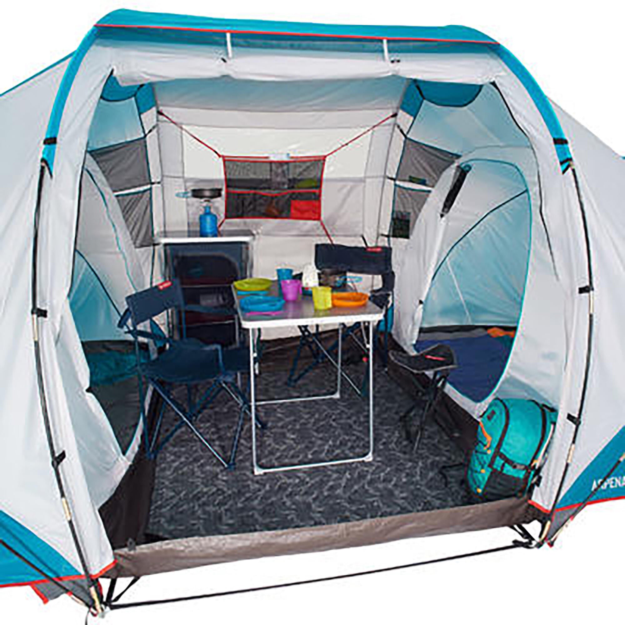 Quechua 4 Person 2 Room Family Camping Tent - Waterproof Lightweight for Outdoor Adventures, Hiking & Backpacking - Factory Seconds