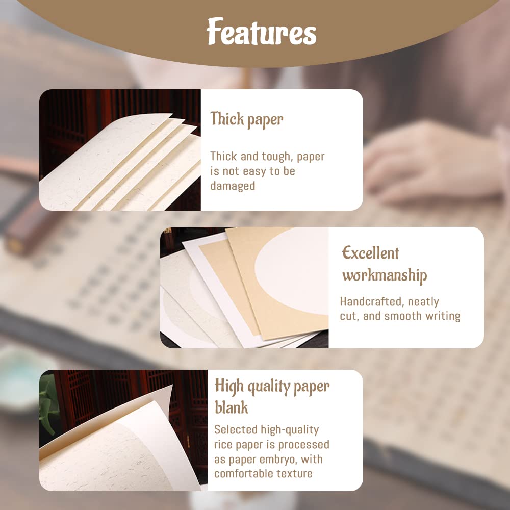 10 Sheets Soft Shikishi Paper - Premium Pre-Mounted Xuan Paper for Chinese Calligraphy & Sumi-e Painting | Blank Round Rice Paper for DIY Crafts, Graffiti & Wall Art Decoration (Shu Xuan E) | Perfect for Traditional Brush Painting, Home Decor & Artistic Projects