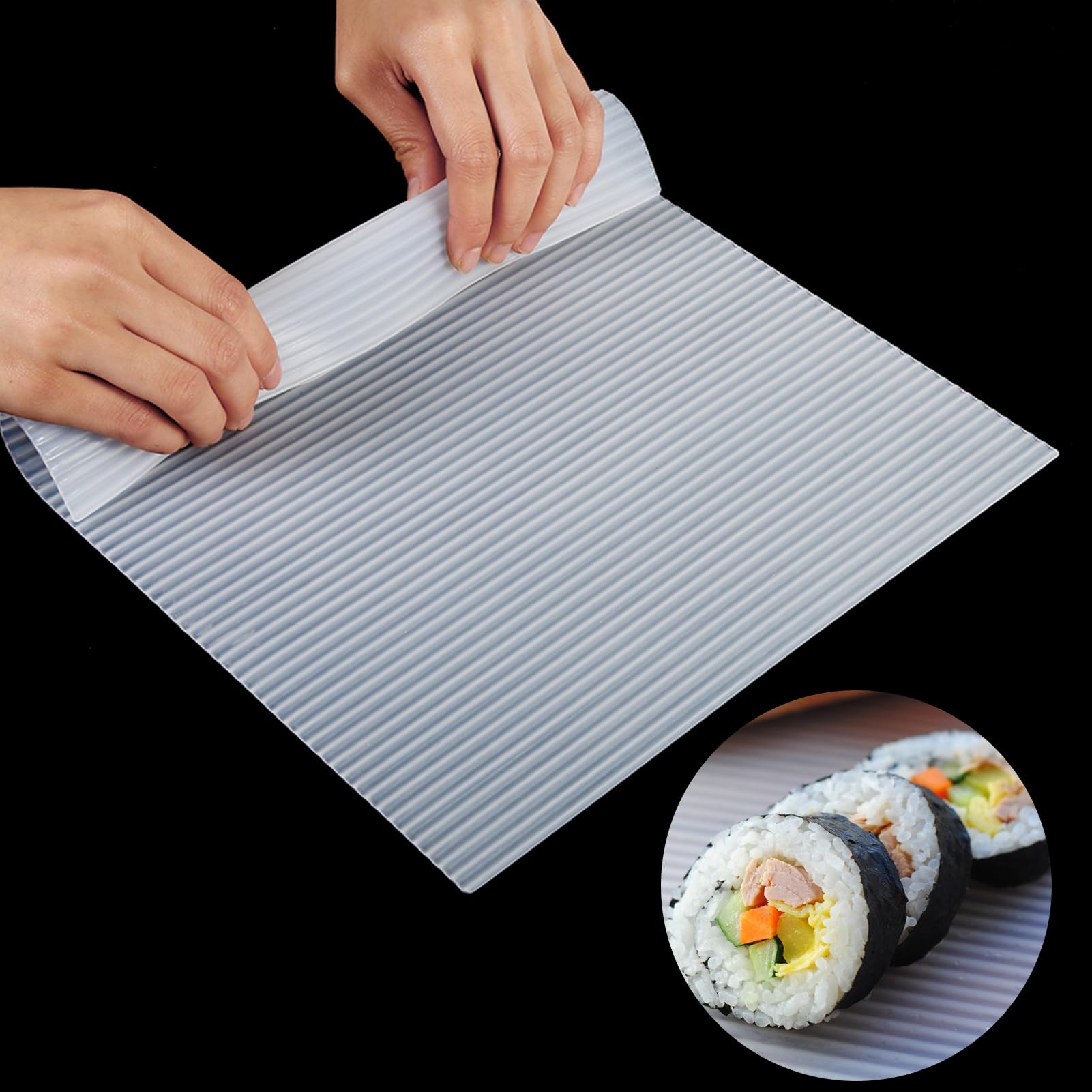 Premium Non-Stick Silicone Sushi Rolling Mat - Reusable, Washable DIY Sushi Maker Kit for Home Kitchen | Perfect for Making California Rolls, Hand Rolls & Sushi Cones at Home