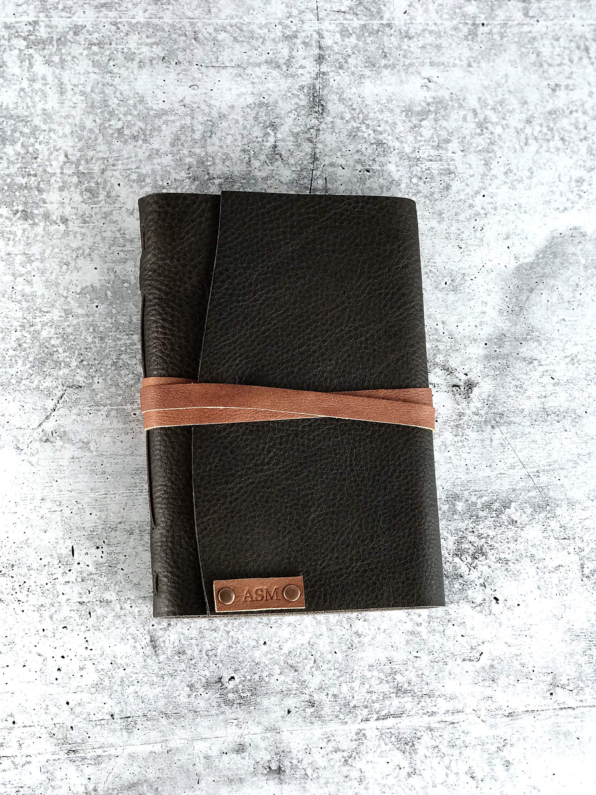 Personalized Dark Brown Two-Tone Leather Journal - Custom Made in USA in 3 Days | Perfect Gift for Writers, Travelers & Professionals | Wedding, Anniversary & Graduation Gift Idea