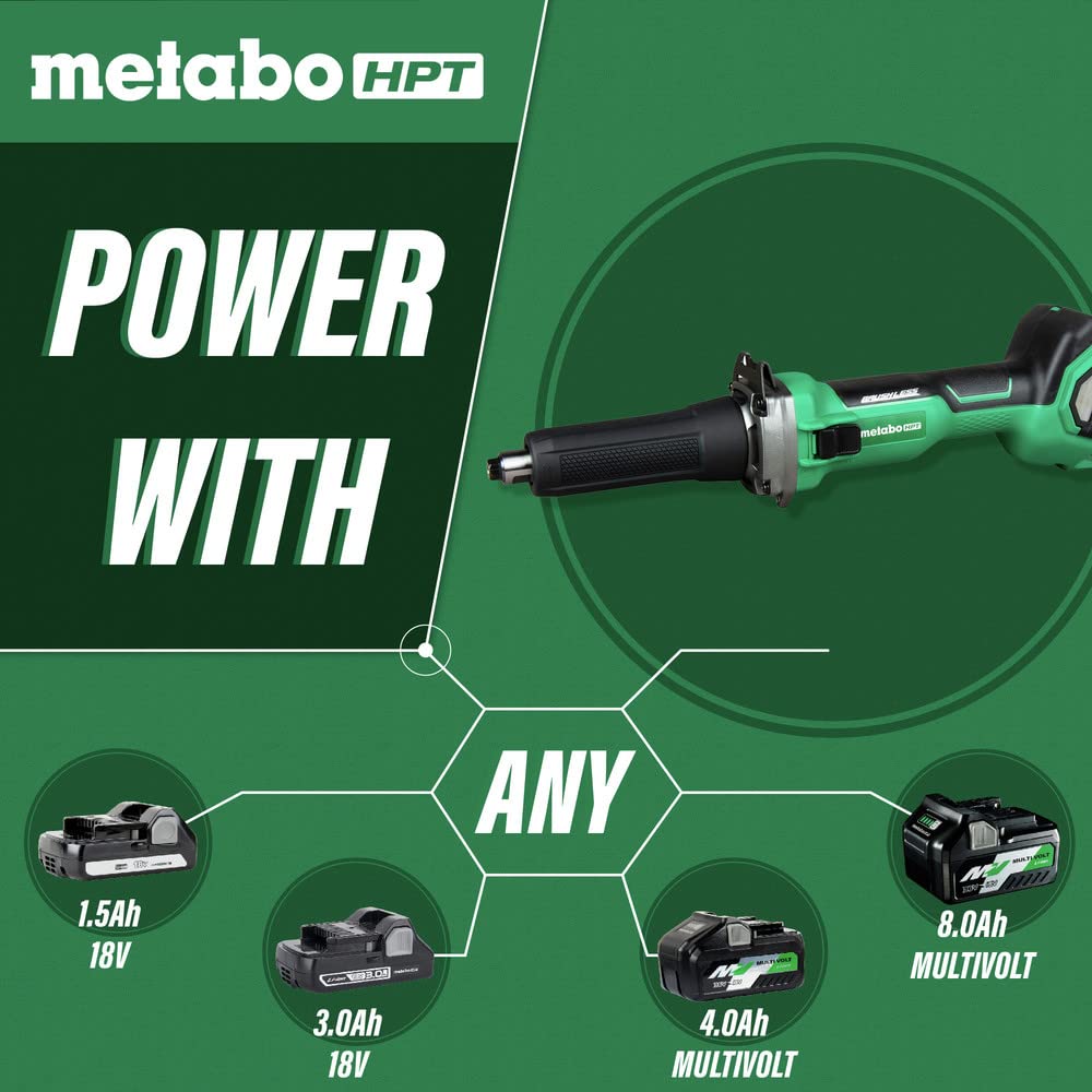 Metabo HPT 18V MultiVolt Cordless Die Grinder Tool Only (No Battery Included) - 2-Inch Wheel, Variable Speed, Slide Switch - Model GP18DAQ4 - Perfect for Metalworking, Wood Carving & DIY Projects