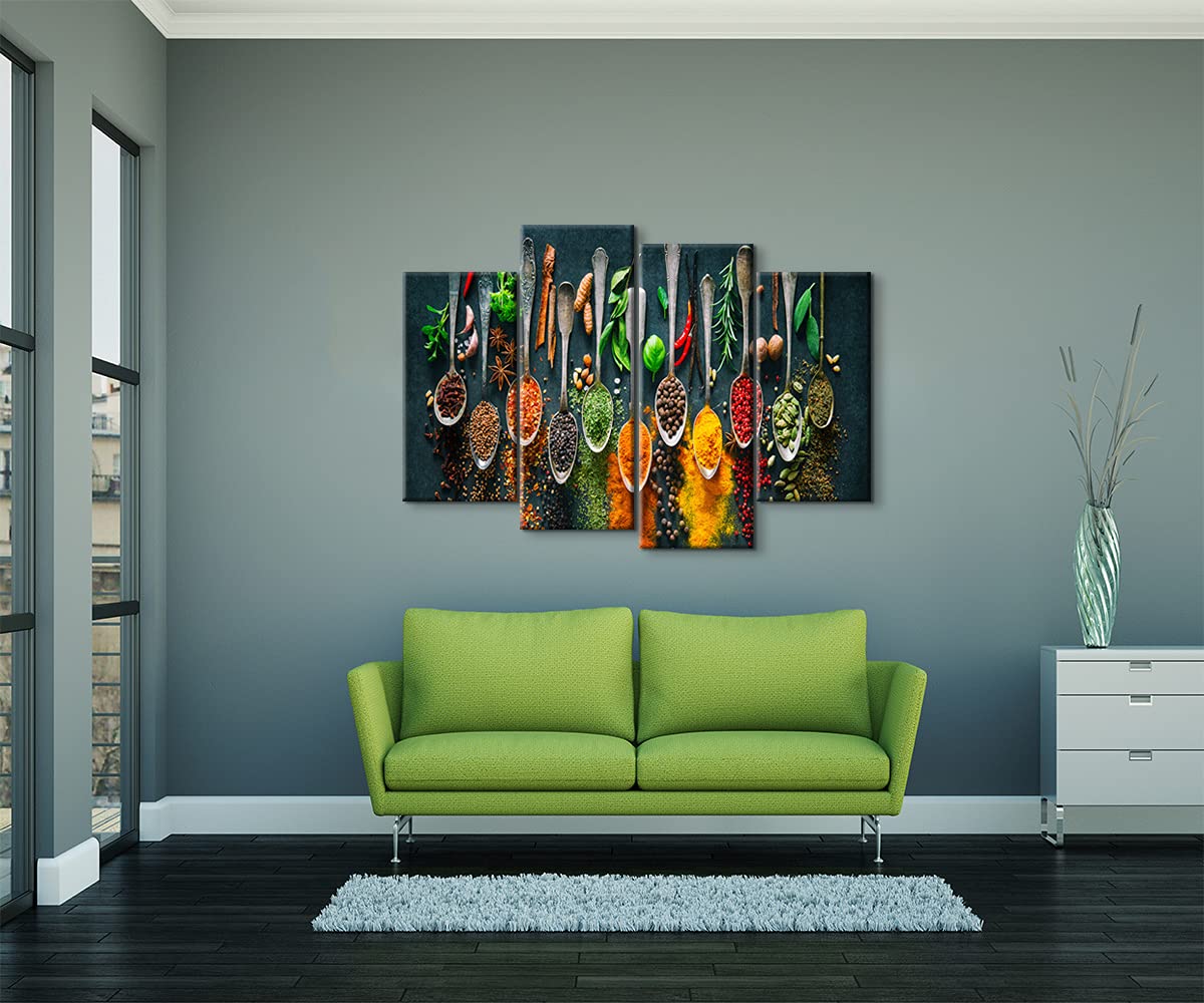 4-Piece Kitchen Wall Art Set - Modern Canvas Wall Decor for Dining Room & Kitchen - Food Themed Prints (56