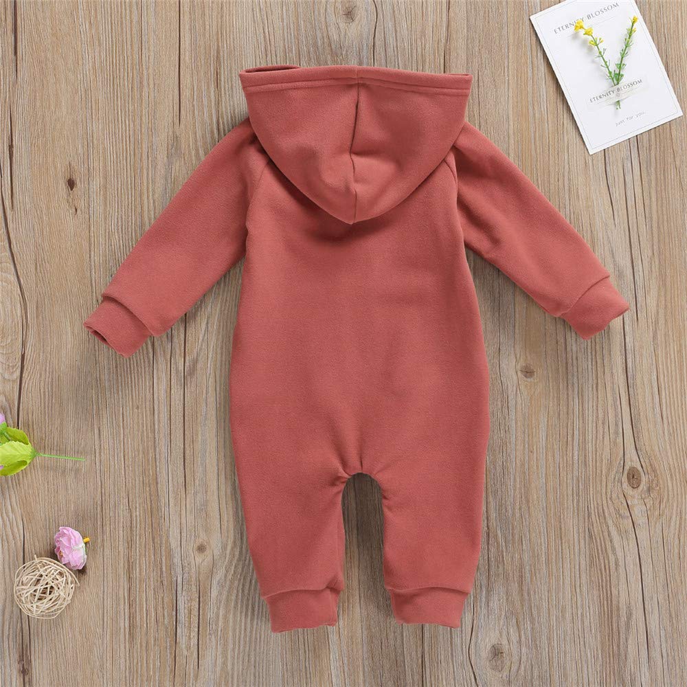 **FYBITBO Baby Boys & Girls Hooded Zipper Jumpsuit - Long Sleeve Warm Onesie Outfit for Fall & Winter - Perfect for Playdates, Outdoor Adventures & Cozy Home Wear**