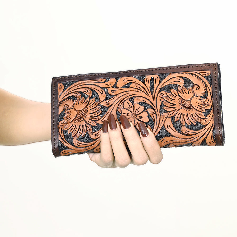 American Darling ADBGA428A Genuine Leather Women's Western Handbag - Hand Tooled Clutch Purse for Cowgirl Style, Rodeo Events & Night Out