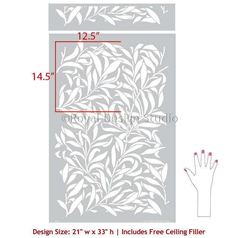 Thicket Leaves Wall Stencil - Reusable DIY Home Decor Stencils for Painting on Walls, Furniture & Crafts | Perfect for Bedroom, Nursery & Living Room Accent Walls
