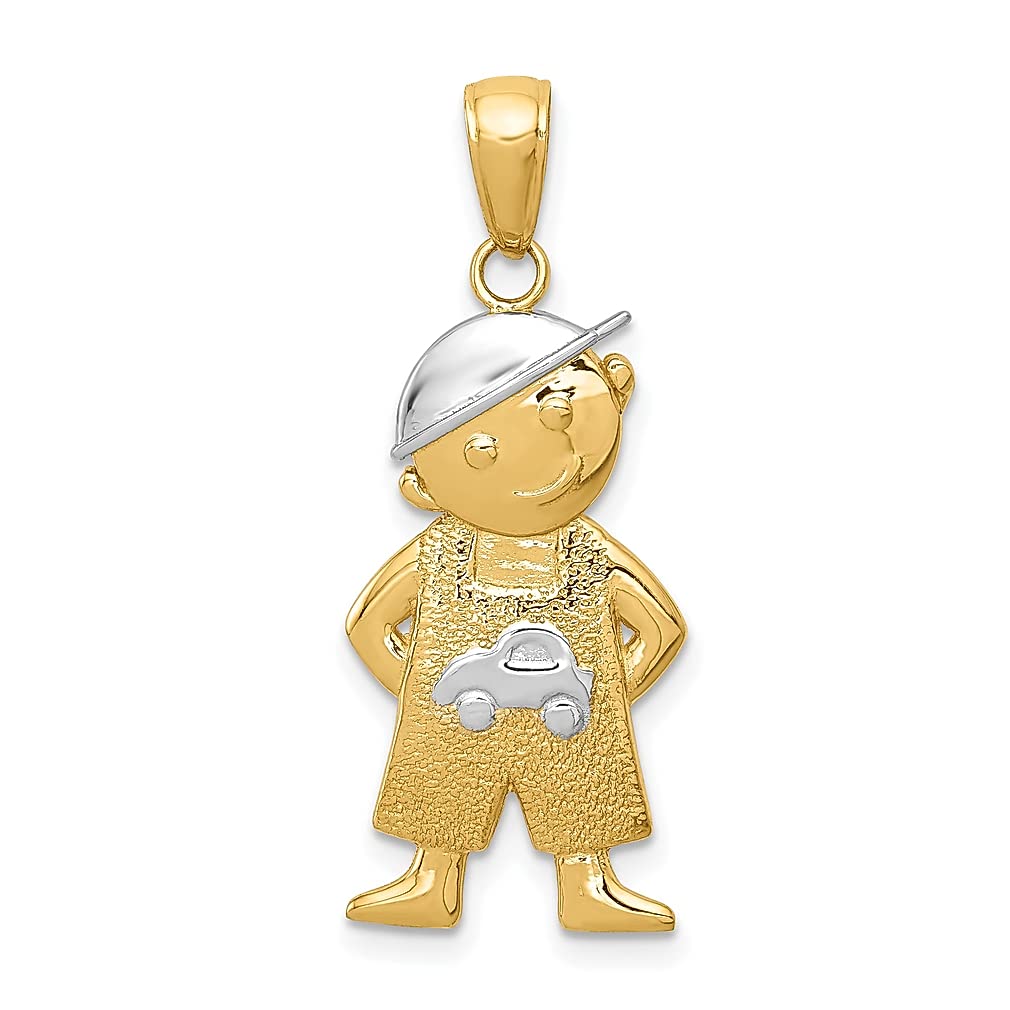 14K Yellow Gold Boy Hands in Pockets Pendant Charm Necklace - Dainty Baby Fine Jewelry for Women - Perfect Gift for Her, Mom, or Girlfriend - Ideal for Birthdays, Anniversaries, and Special Occasions