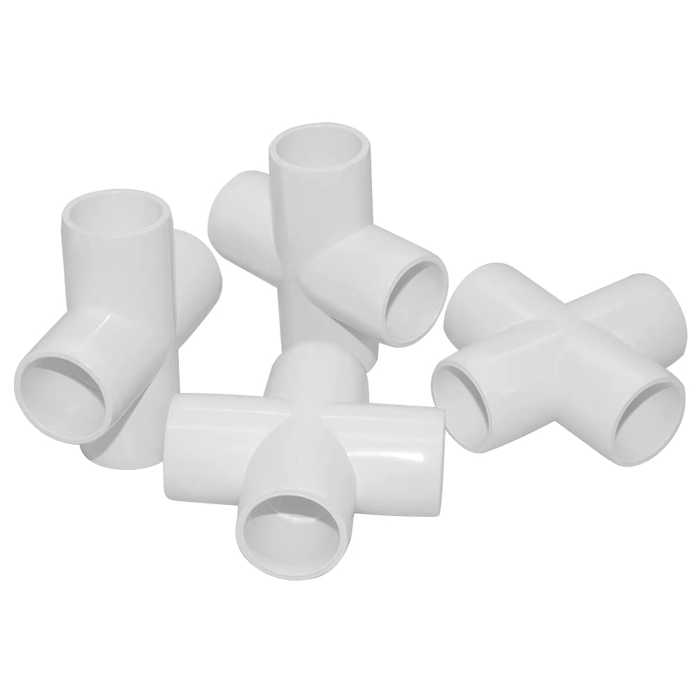 1/2 Inch Cross PVC Fitting 4-Way Connector - Furniture Grade Corner Joints for DIY Furniture, Greenhouse, Shed, Tent & Pipe Connections - Durable Plastic Construction (Pack of 8) - Perfect for Home Improvement Projects & Outdoor Structures