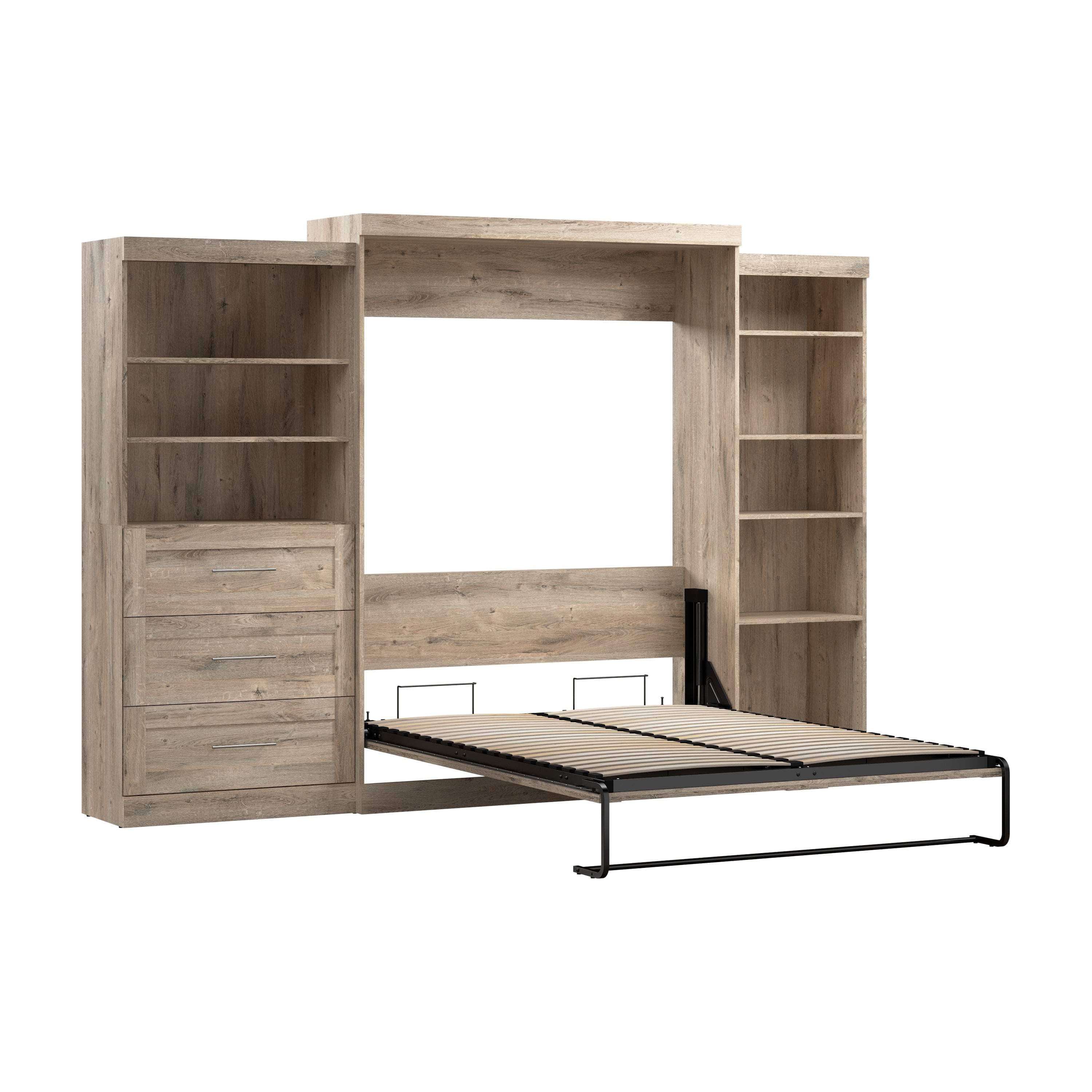 Pur Queen Murphy Pull Down Wall Bed with 2 Storage Drawers (126