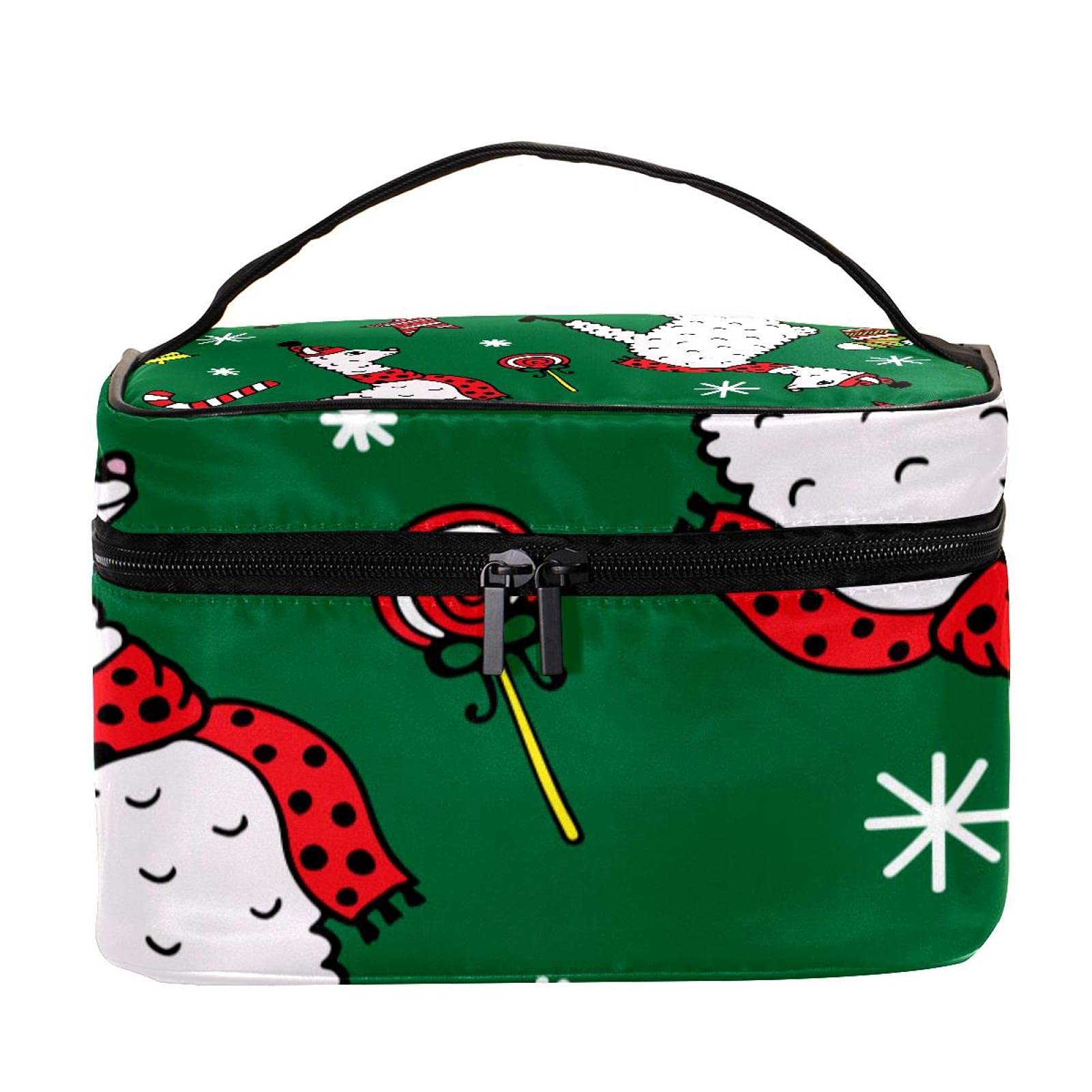 Christmas Llama Pattern Travel Makeup Bag - Large Waterproof Cosmetic Organizer with Zipper for Women & Girls - Perfect for Holiday Gifts, Vacation Trips & Daily Beauty Storage