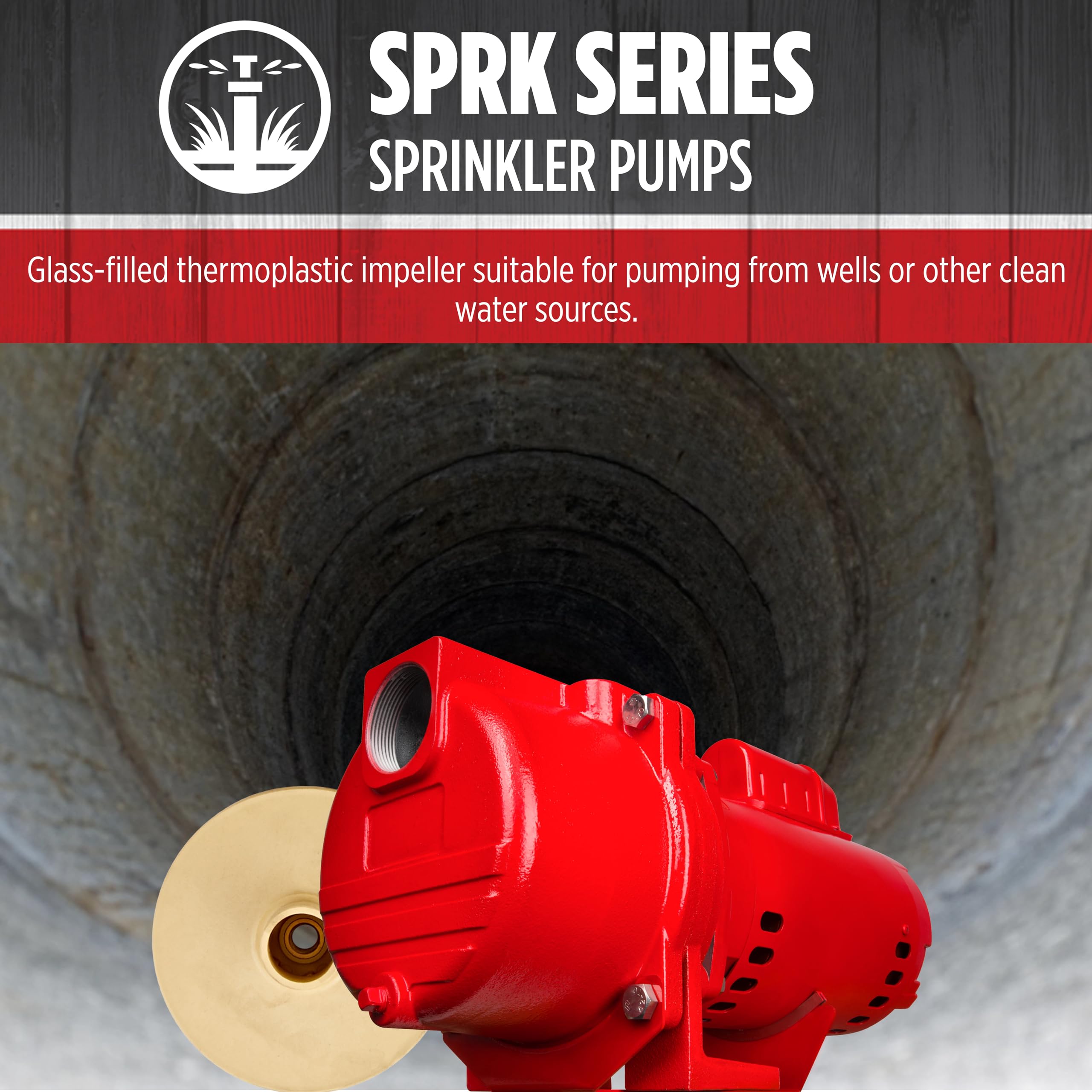 Red Lion RL-SPRK150 1.5 HP Cast Iron Sprinkler Pump - 115/230 Volt, 71 GPM, Thermoplastic Impeller (Model 97101501) - Perfect for Lawn Irrigation, Garden Watering & Agricultural Applications