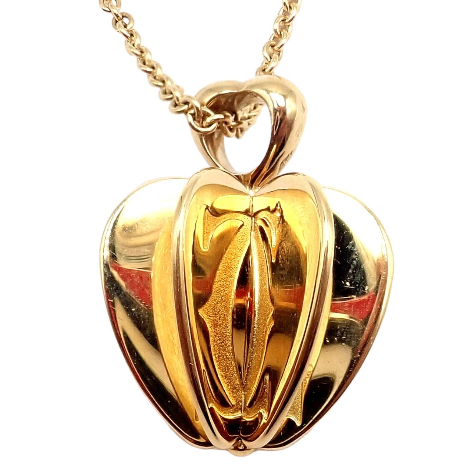 Cartier 18k Yellow Gold Double C 3D Apple Pendant Necklace for Women - Luxury Jewelry Gift for Anniversary, Birthday & Special Occasions
