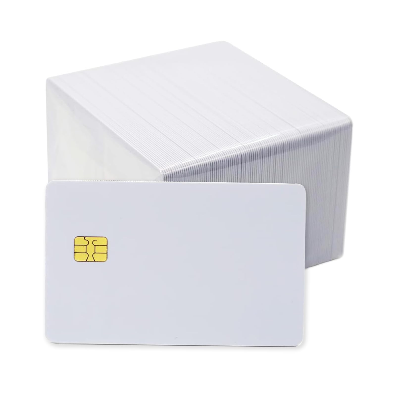 100 Pack ISO PVC Blank Smart Cards with SLE4442 Chip - Contact IC Cards for Access Control, Hotel Key Cards & Security Systems (White, No Printing) - Ideal for Office, School, and Building Security Applications