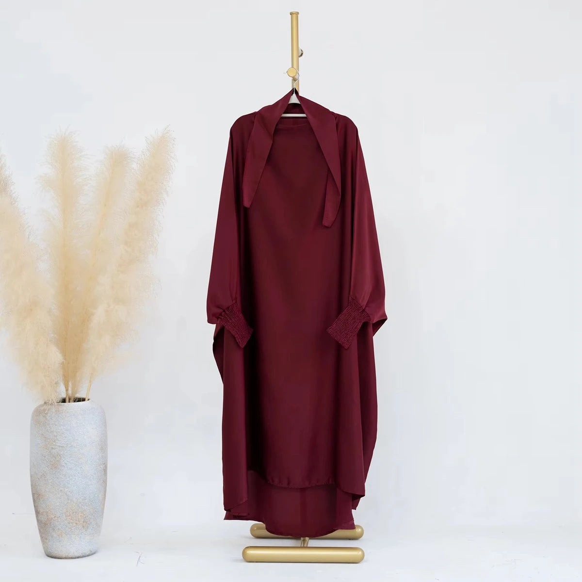 Elegant Muslim Girls Satin Prayer Dress - Overhead Jilbab Robe Abaya for Prayer & Modest Wear | Perfect for Mosque, Eid & Special Occasions