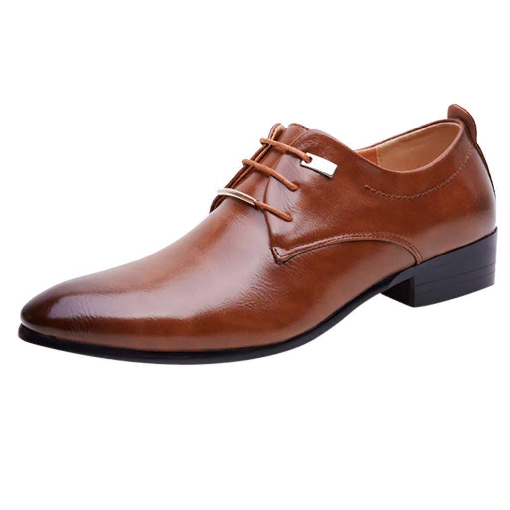 Stylish Men's Business Leather Shoes - Pointed Toe Lace-Up Dress Shoes for Office & Formal Wear | Comfortable Leather Oxfords for Work, Weddings & Professional Occasions