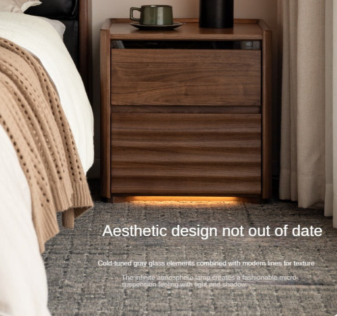 Black Walnut Solid Wood Nightstand - Minimalist Bedside Table for Bedroom, Living Room & Office | Durable & Stylish Storage Solution