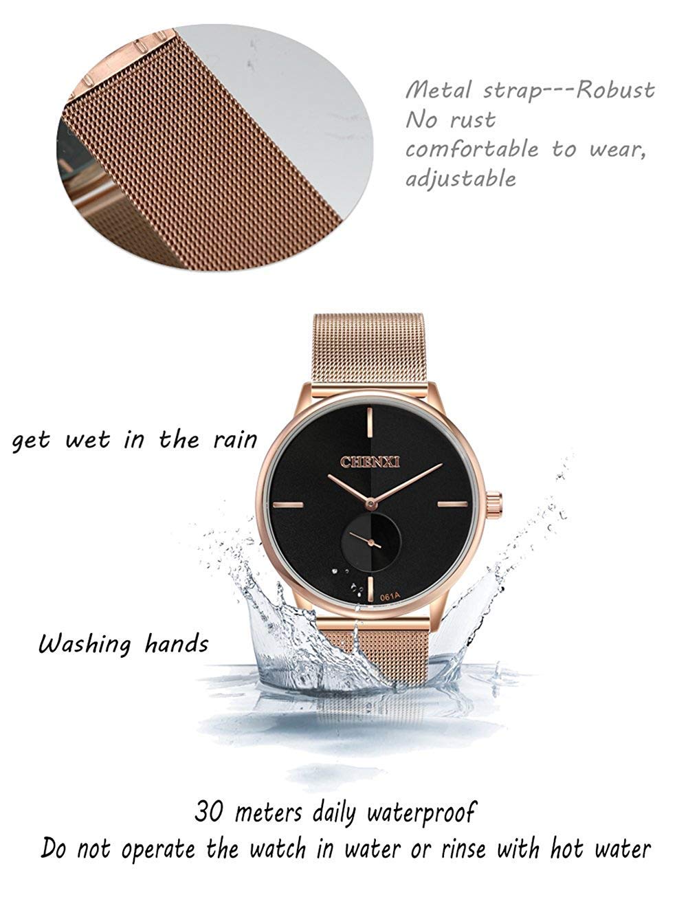 Swiss Couple Watches for Men and Women - Stainless Steel Rose Gold Mesh Strap Fashion Analog Quartz Watch - Perfect for Date Nights, Anniversaries & Everyday Wear