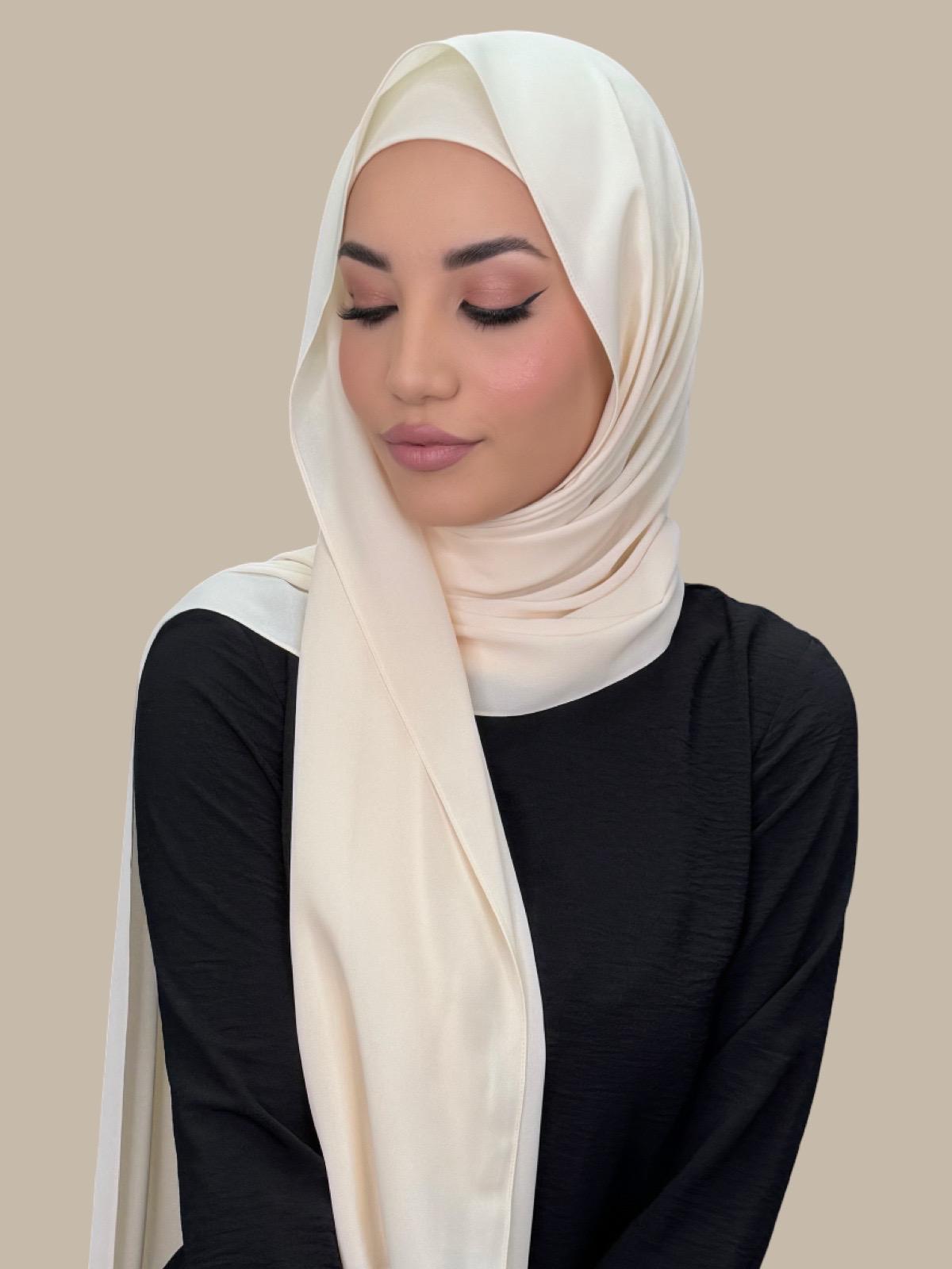 Elegant Ivory Lace Chiffon Hijab Set - Perfect for Special Occasions, Weddings & Daily Wear