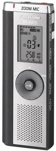 Panasonic RR-US470 Digital Voice Recorder - Slim Design, 134 Hours Recording, PC Software, Gray - Ideal for Lectures, Meetings & Interviews