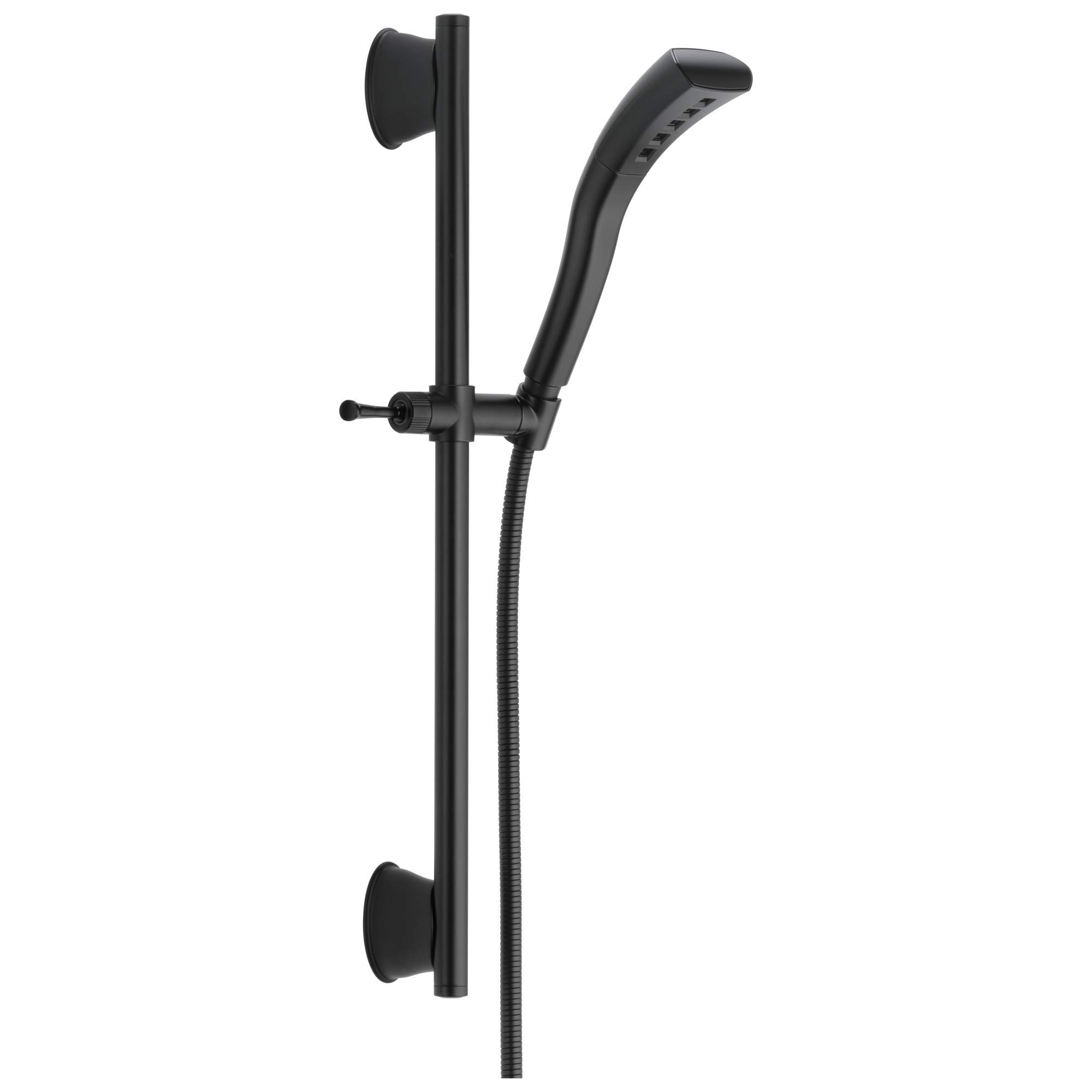 DELTA FAUCET 51579-BL Matte Black Single-Setting H2Okinetic Slide Bar Hand Shower - Water Saving Shower Head with Adjustable Height for Bathroom & Spa Relaxation