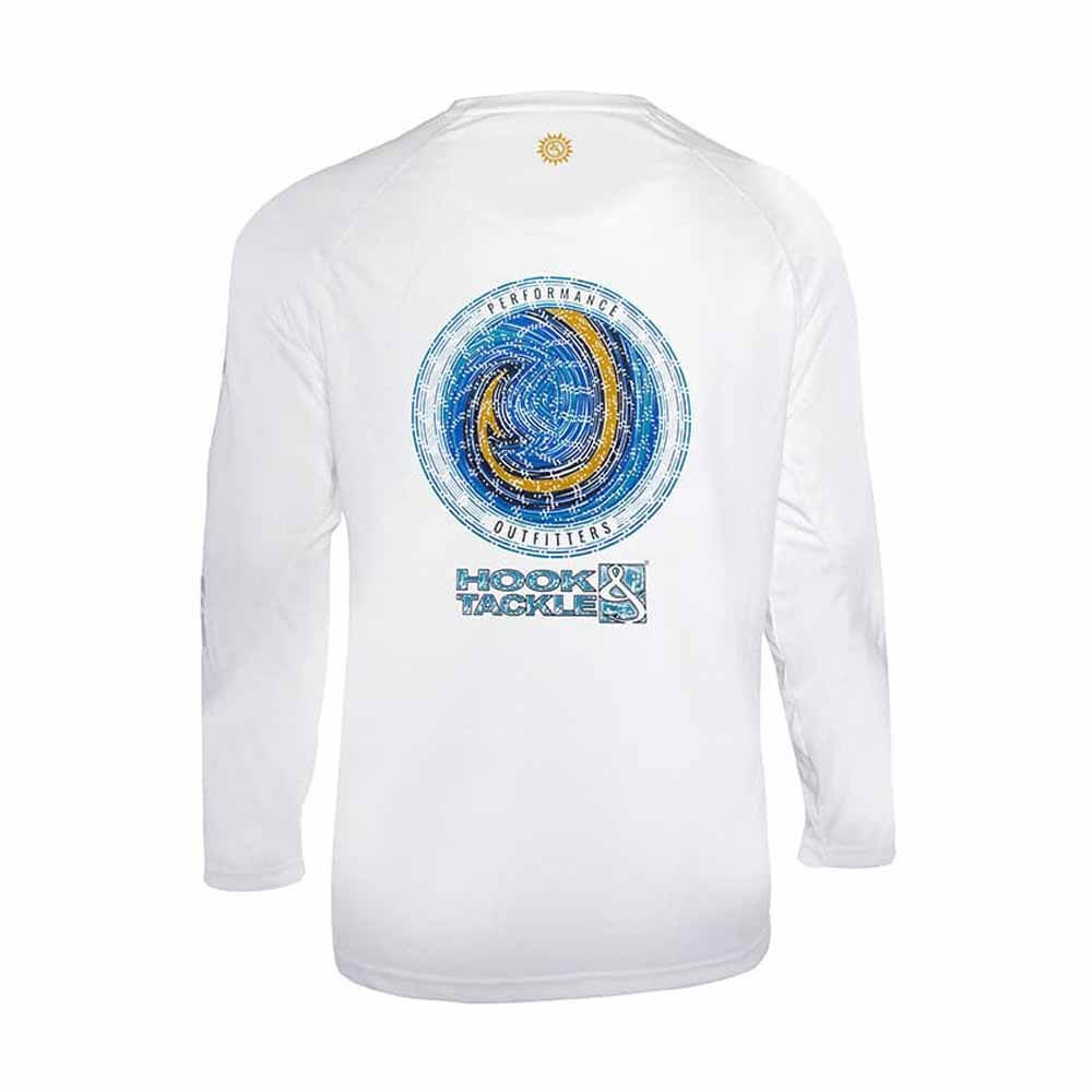 UV Protection Long Sleeve Fishing Shirt with Hook & Tackle Design - Perfect for Outdoor Fishing, Boating, and Sun Protection