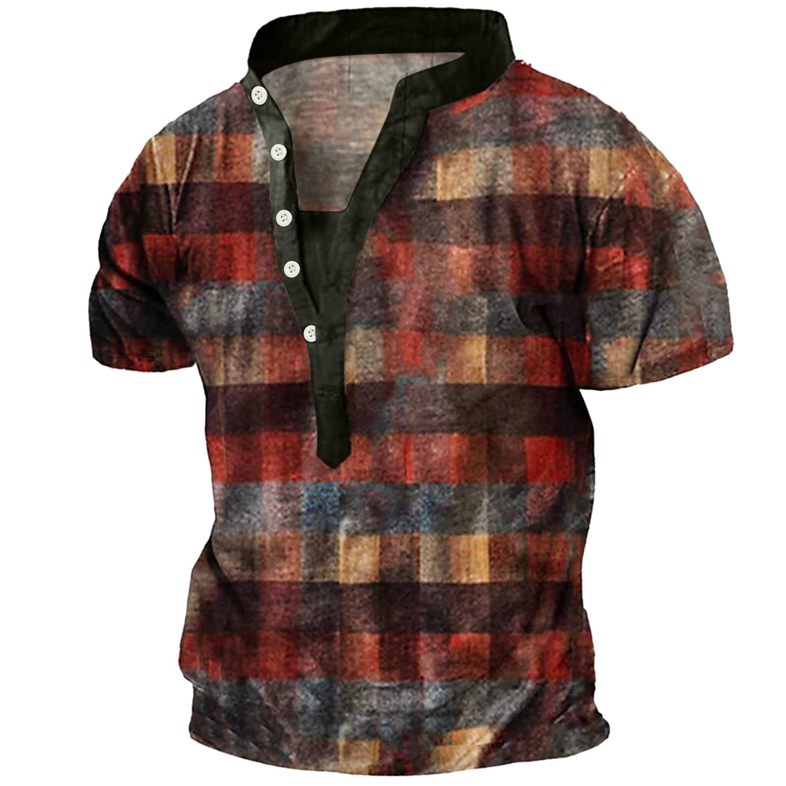 Men's Henley Shirts - Short Sleeve Button Down Casual Tee | Vintage Washed Cotton T-Shirt for Everyday Wear | Perfect for Casual Outings, Weekend Relaxation & Retro Style